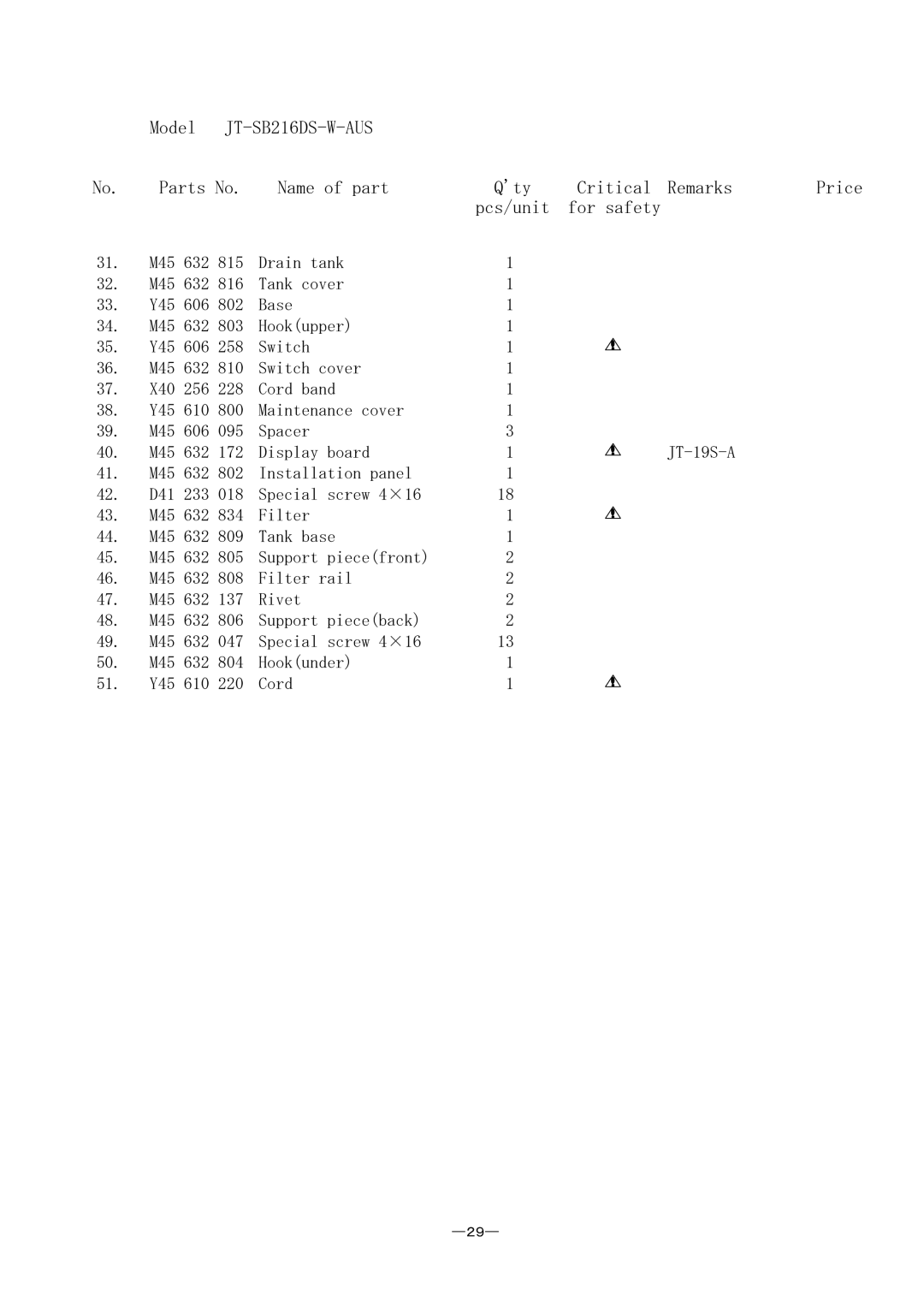 Mitsubishi Electronics JT-SB216DS-W-AUS manual Drain tank 