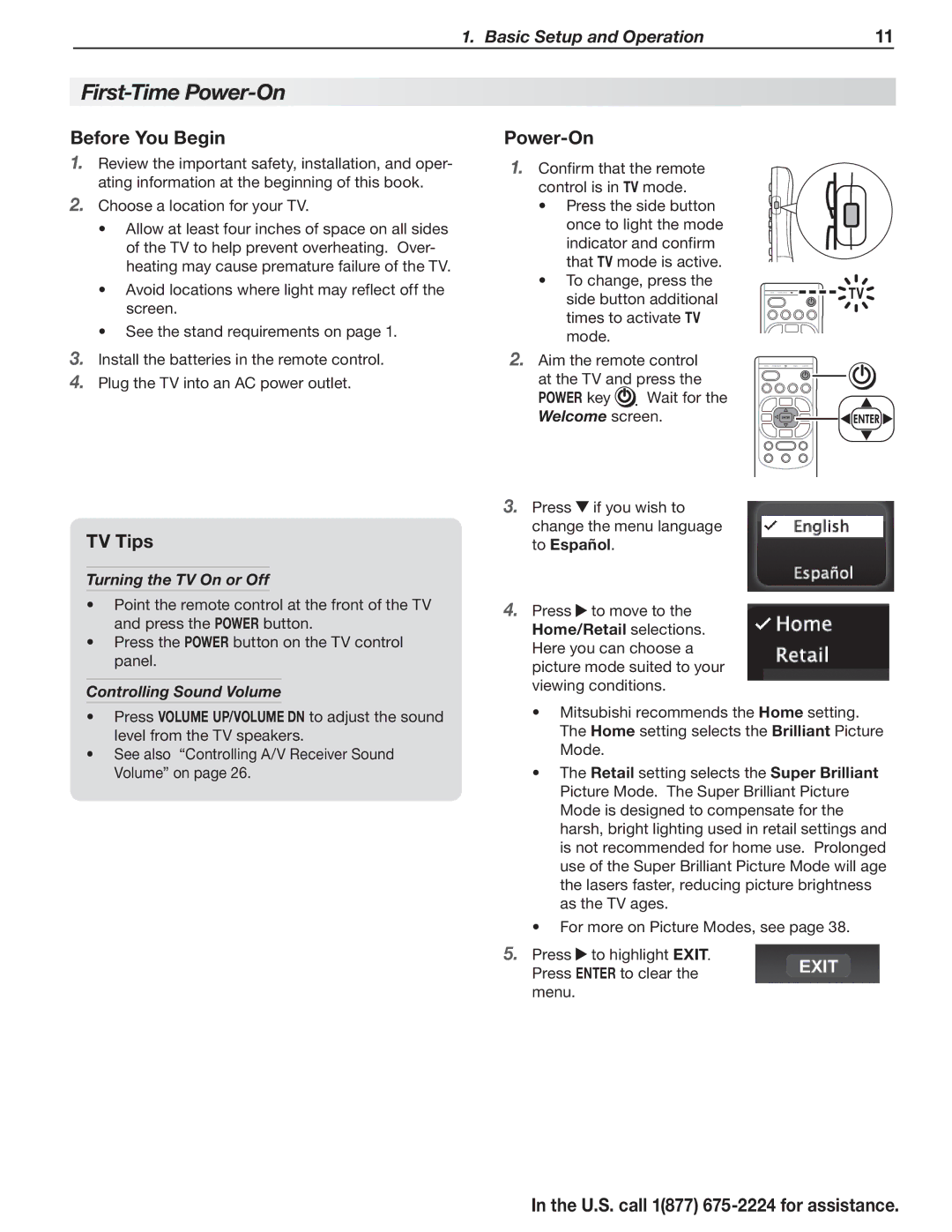 Mitsubishi Electronics L75A81, L75-A91 manual First-Time Power-On, Before You Begin, TV Tips 