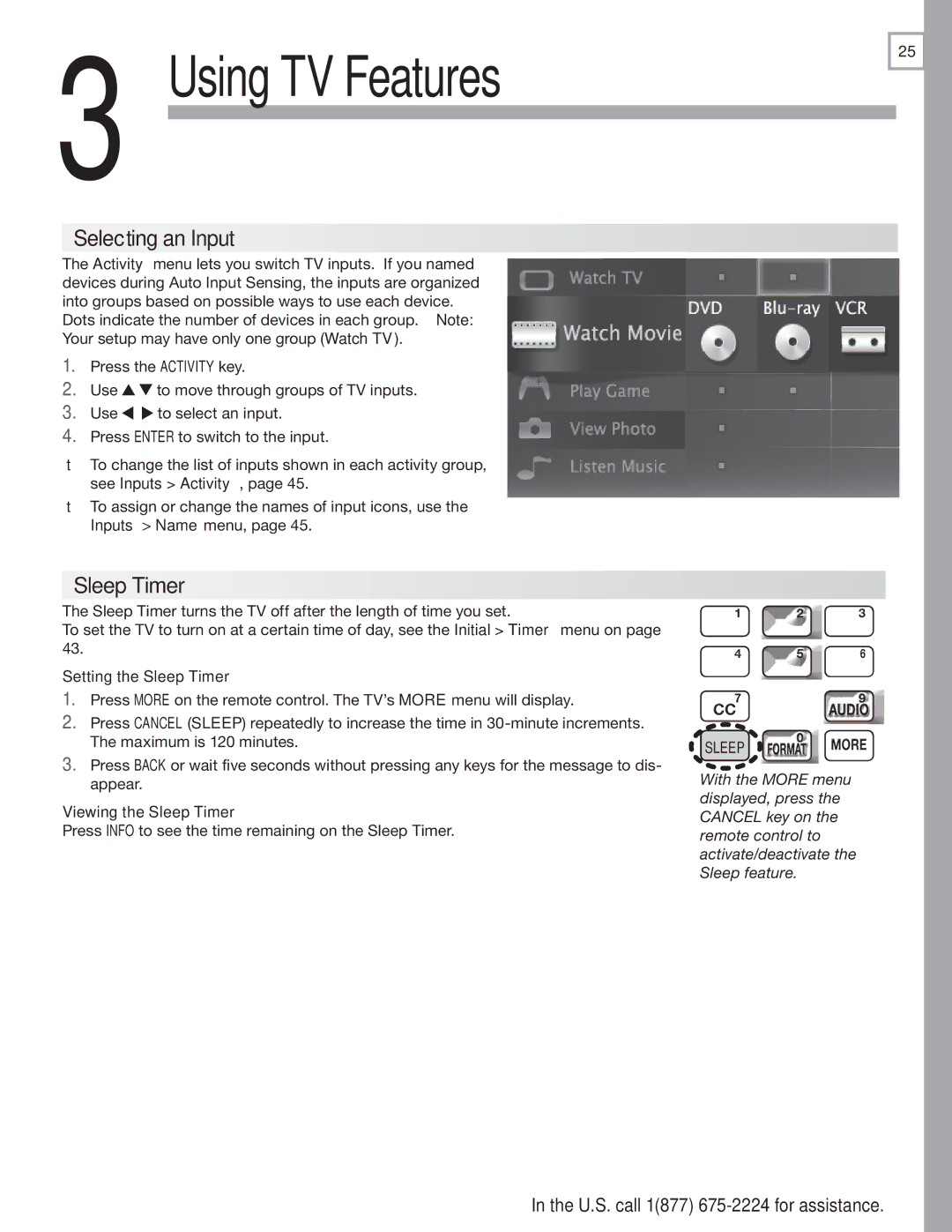 Mitsubishi Electronics L75A81, L75-A91 manual Selecting an Input, Setting the Sleep Timer, Viewing the Sleep Timer 