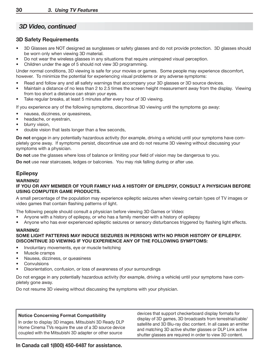 Mitsubishi Electronics L75-A91, L75A81 manual 3D Safety Requirements, Epilepsy 