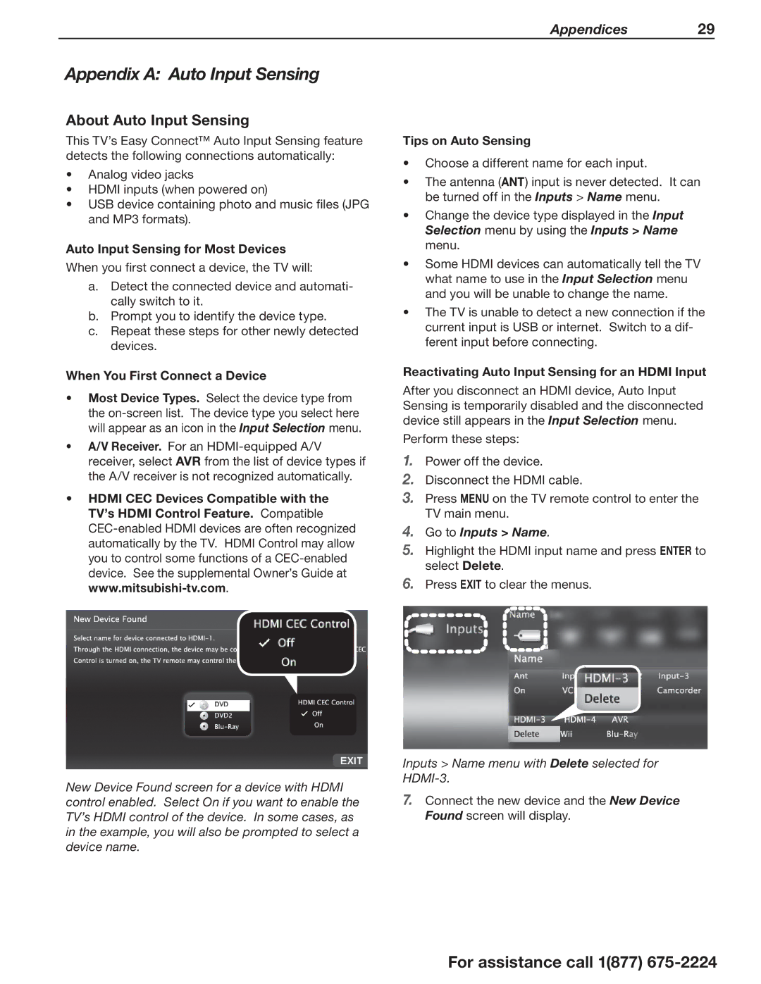 Mitsubishi Electronics L75-A94 manual Appendix a Auto Input Sensing, About Auto Input Sensing, Go to Inputs Name 