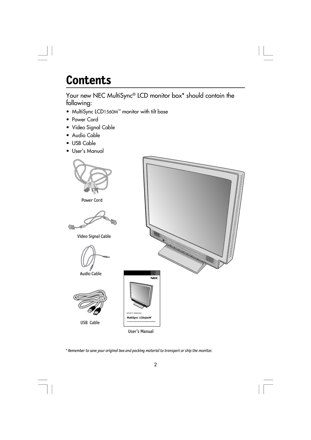 Mitsubishi Electronics LCD1560M manual Contents 