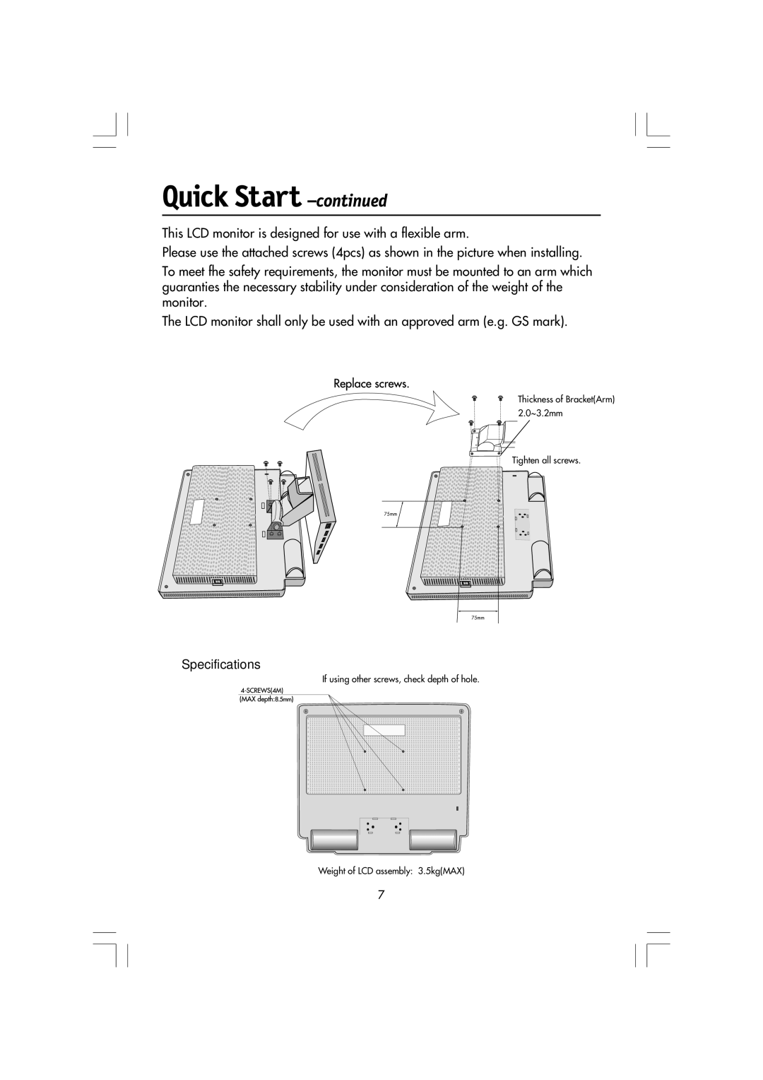 Mitsubishi Electronics LCD1560M manual Specifications 