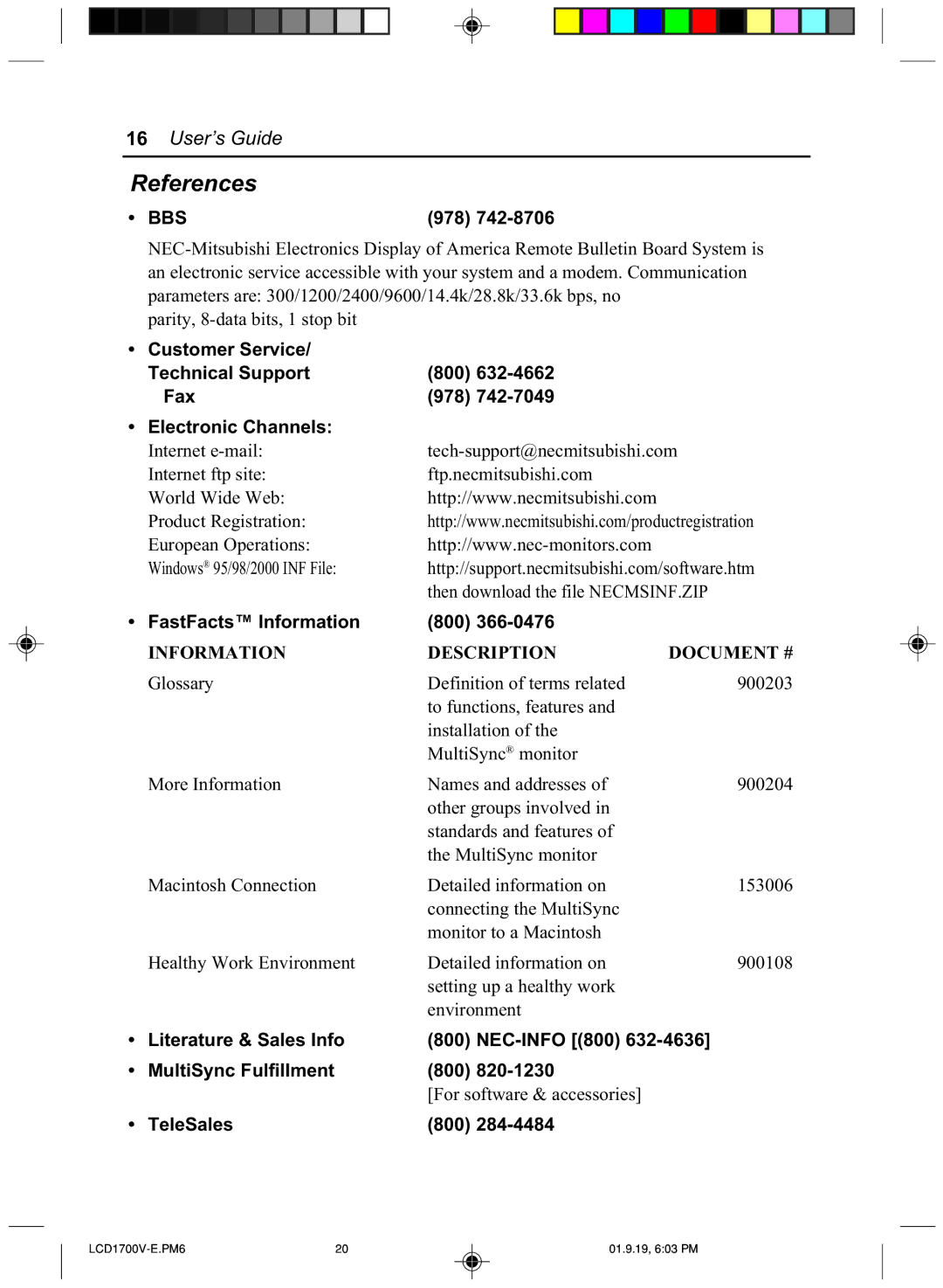 Mitsubishi Electronics LCD1700V manual References 