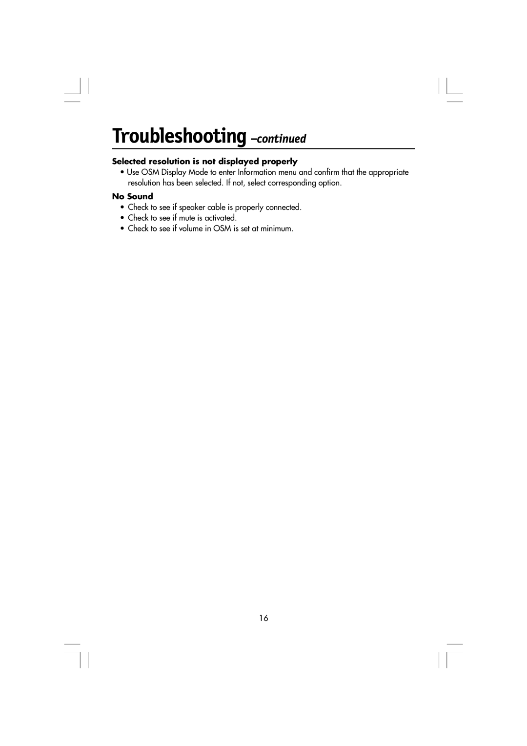 Mitsubishi Electronics LCD1720M manual Selected resolution is not displayed properly 