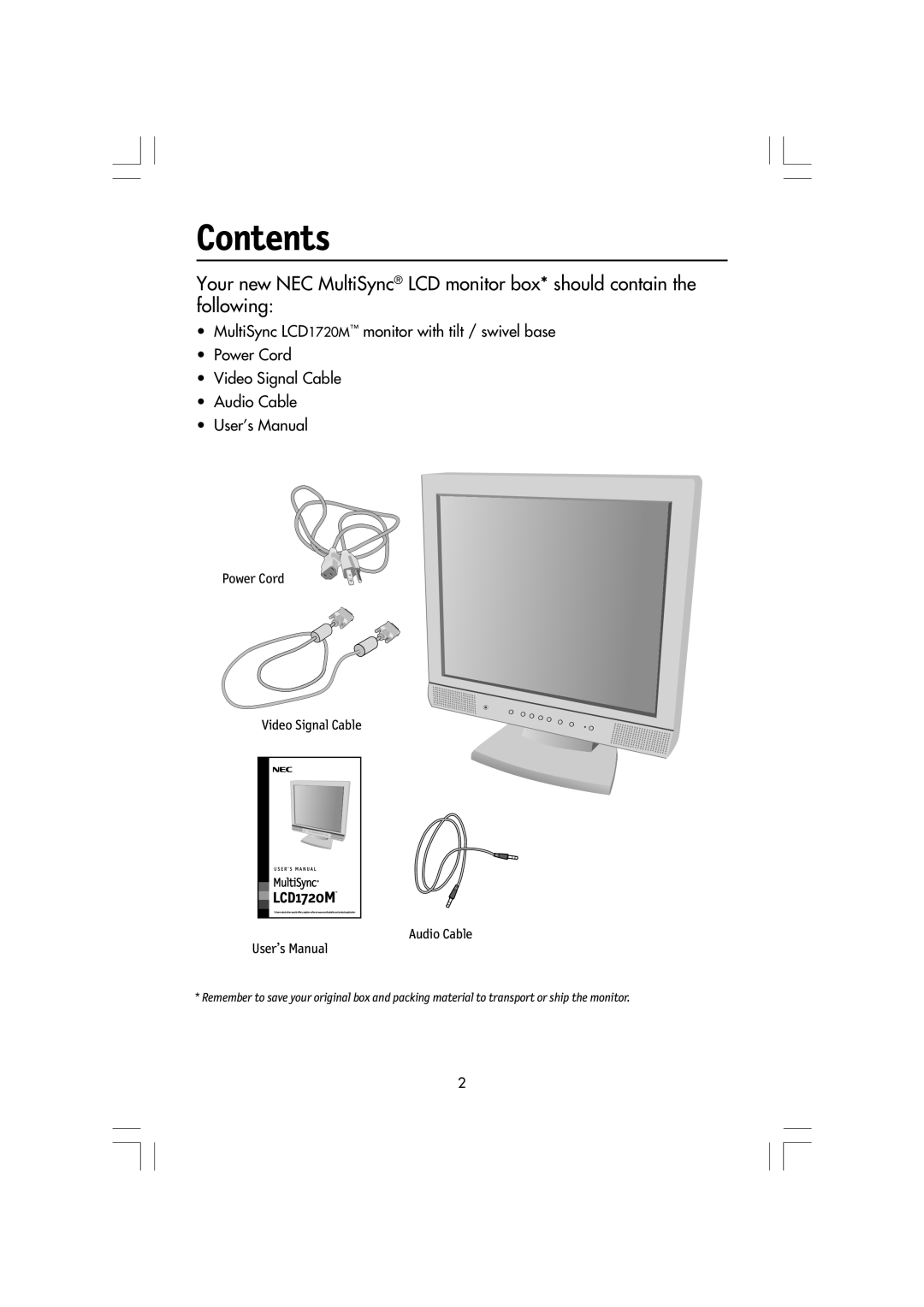 Mitsubishi Electronics LCD1720M manual Contents 