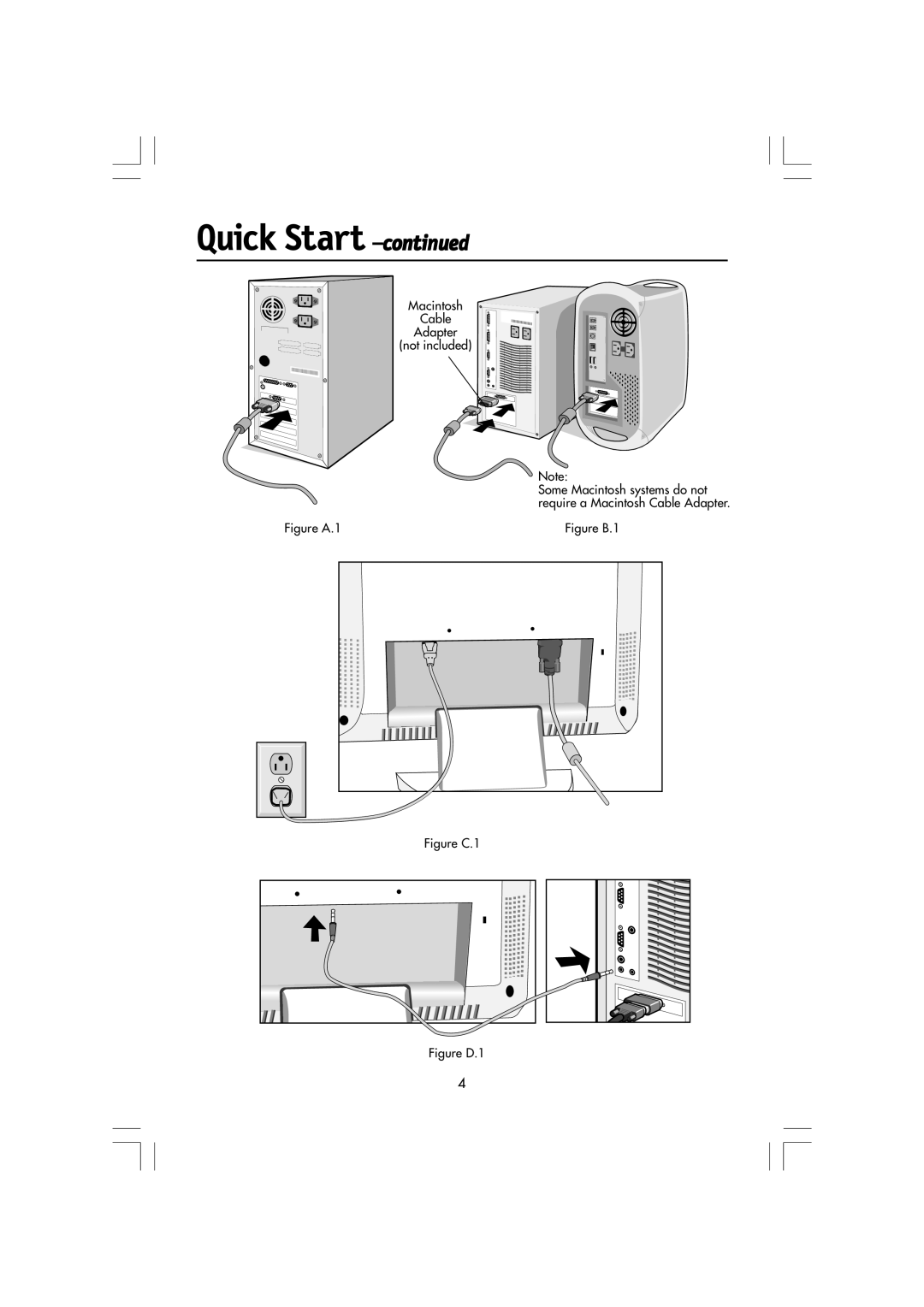 Mitsubishi Electronics LCD1720M Quick Start -continued, Some Macintosh systems do not require a Macintosh Cable Adapter 