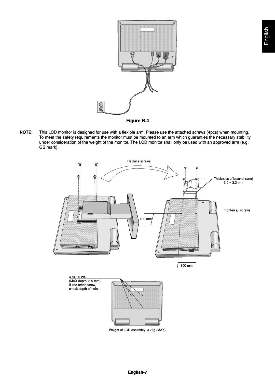 Mitsubishi Electronics LCD1760VM user manual Figure R.4, English-7 