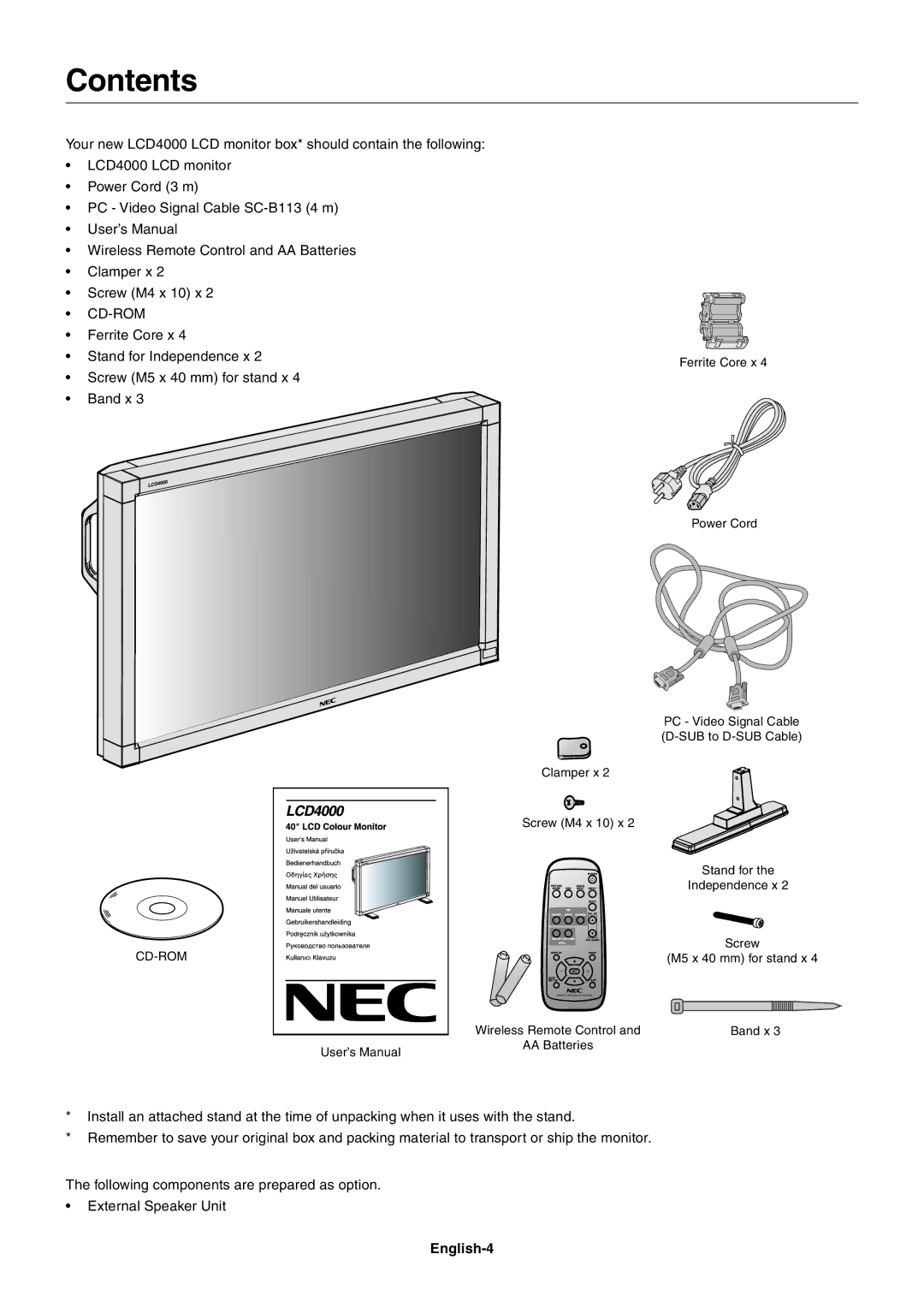 Mitsubishi Electronics LCD4000 user manual Contents 