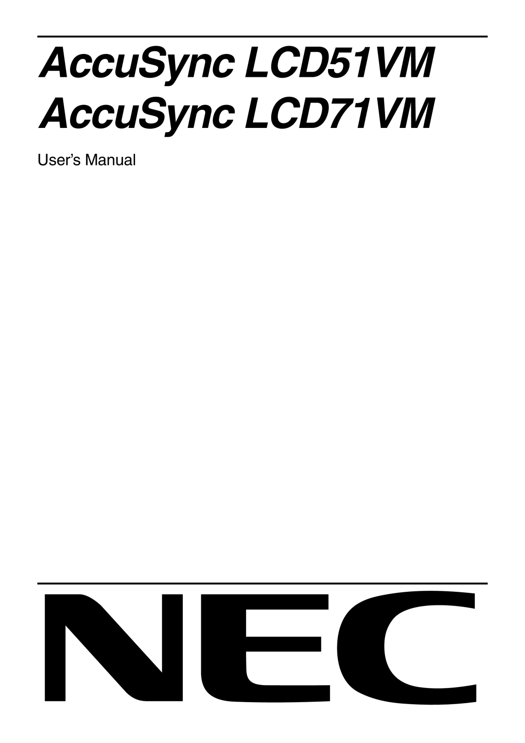 Mitsubishi Electronics LCD51VM, LCD71VM, LCD71VM, LCD51VM user manual AccuSync LCD51VM AccuSync LCD71VM 