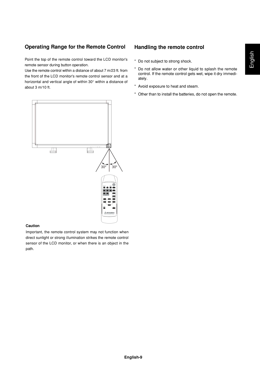 Mitsubishi Electronics LDT37IV (BH544), LDT32IV (BH548) manual English-9, 30o 30o 