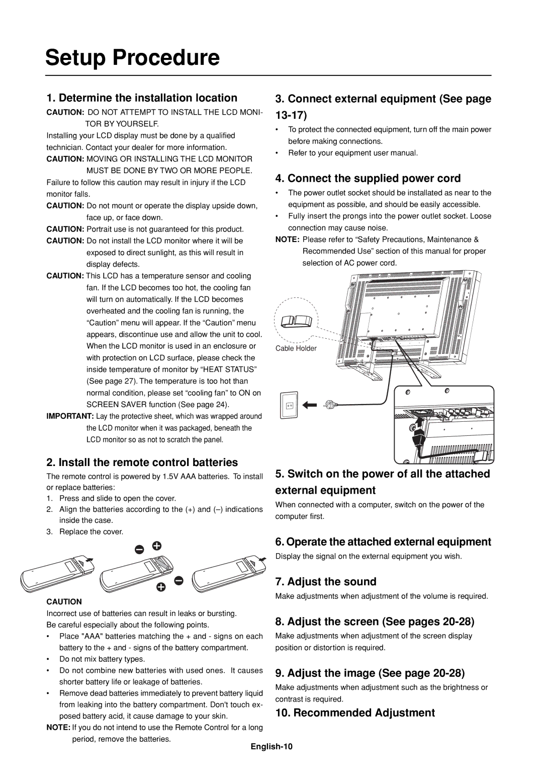 Mitsubishi Electronics LDT32IV (BH548), LDT37IV (BH544) manual Setup Procedure 