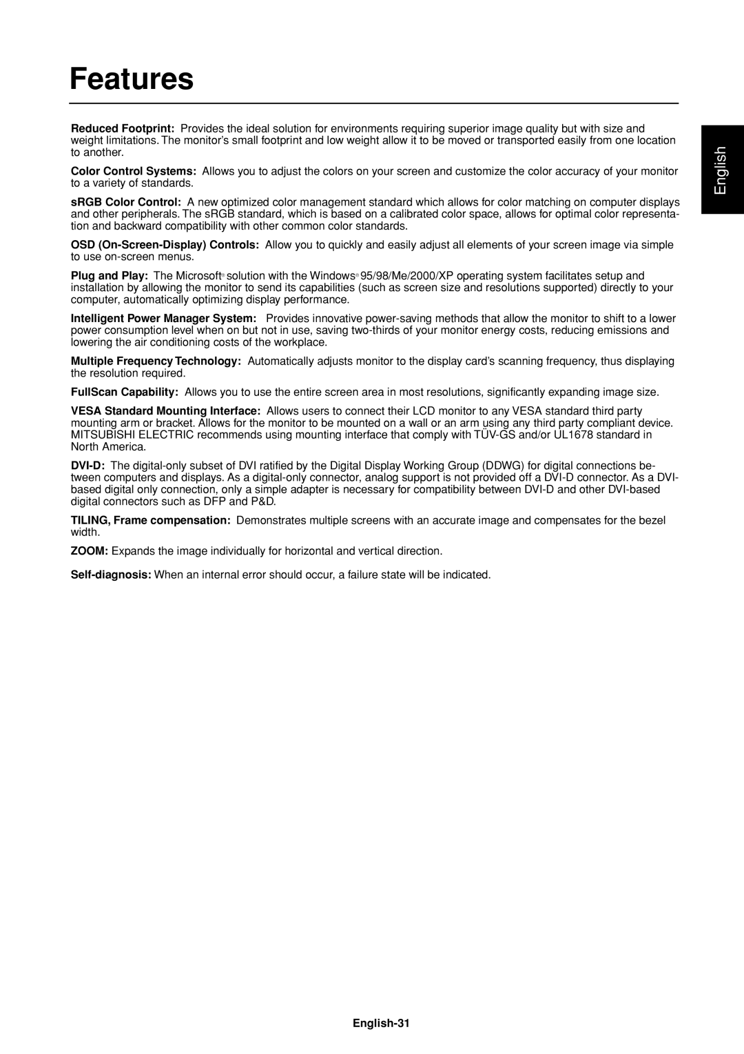 Mitsubishi Electronics LDT37IV (BH544), LDT32IV (BH548) manual Features, English-31 