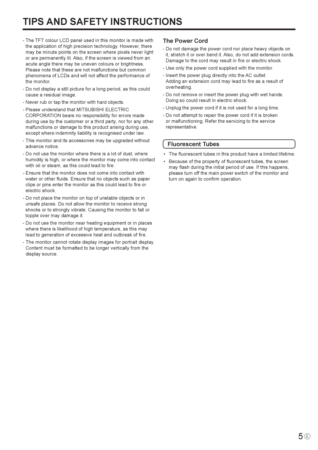 Mitsubishi Electronics LDT651P operation manual Tips and Safety Instructions 