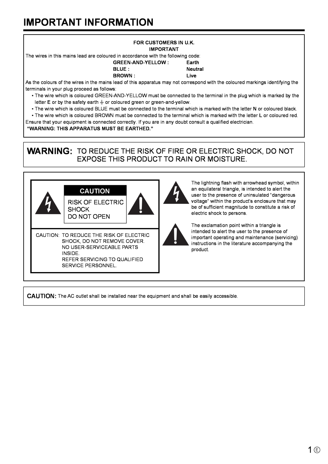 Mitsubishi Electronics LDT651P Important Information, Warning To Reduce The Risk Of Fire Or Electric Shock, Do Not 