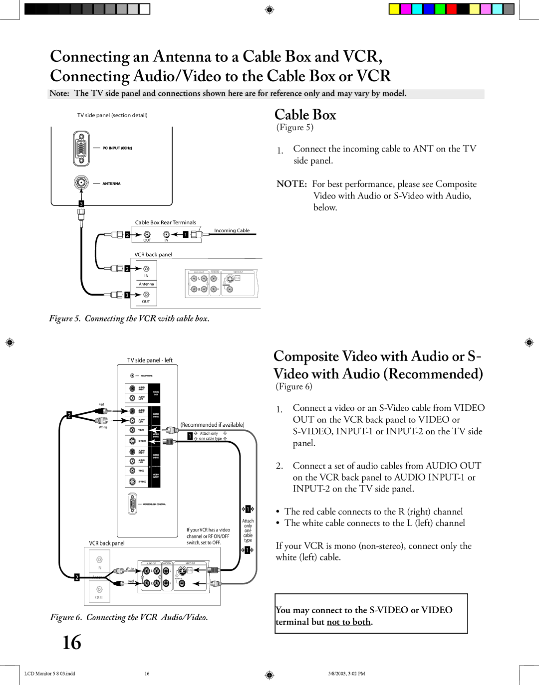 Mitsubishi Electronics LT-2220/LT-3020 manual Cable Box, Connecting the VCR with cable box 