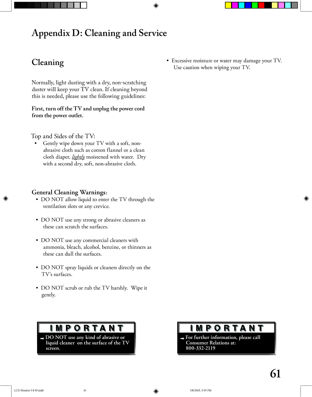 Mitsubishi Electronics LT-2220/LT-3020 manual Appendix D Cleaning and Service 