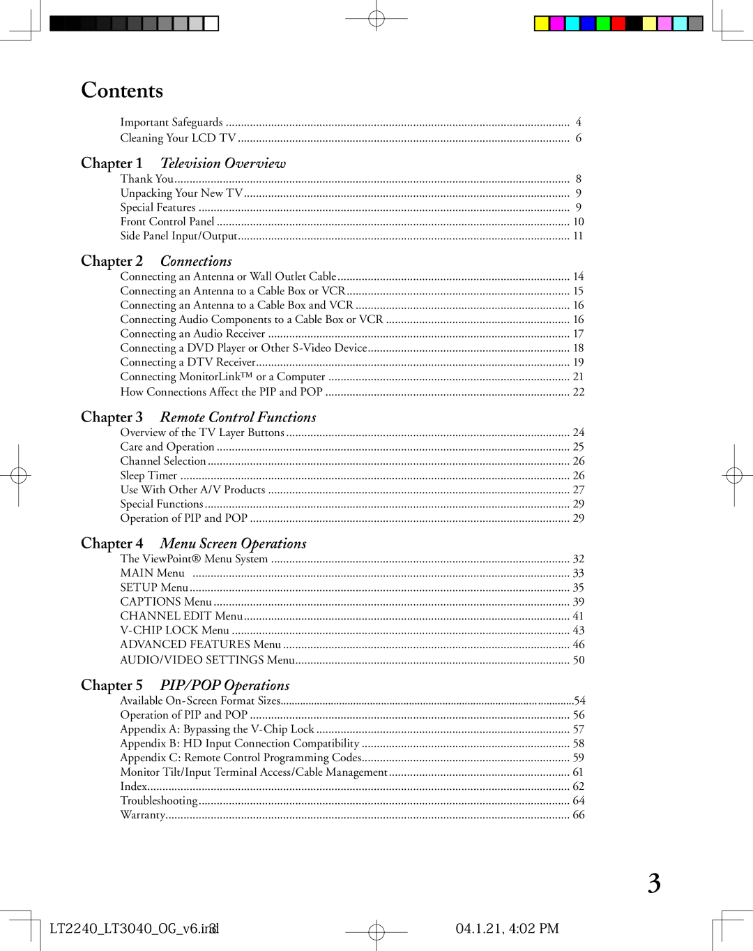 Mitsubishi Electronics LT-2240, LT-3040 manual Contents 