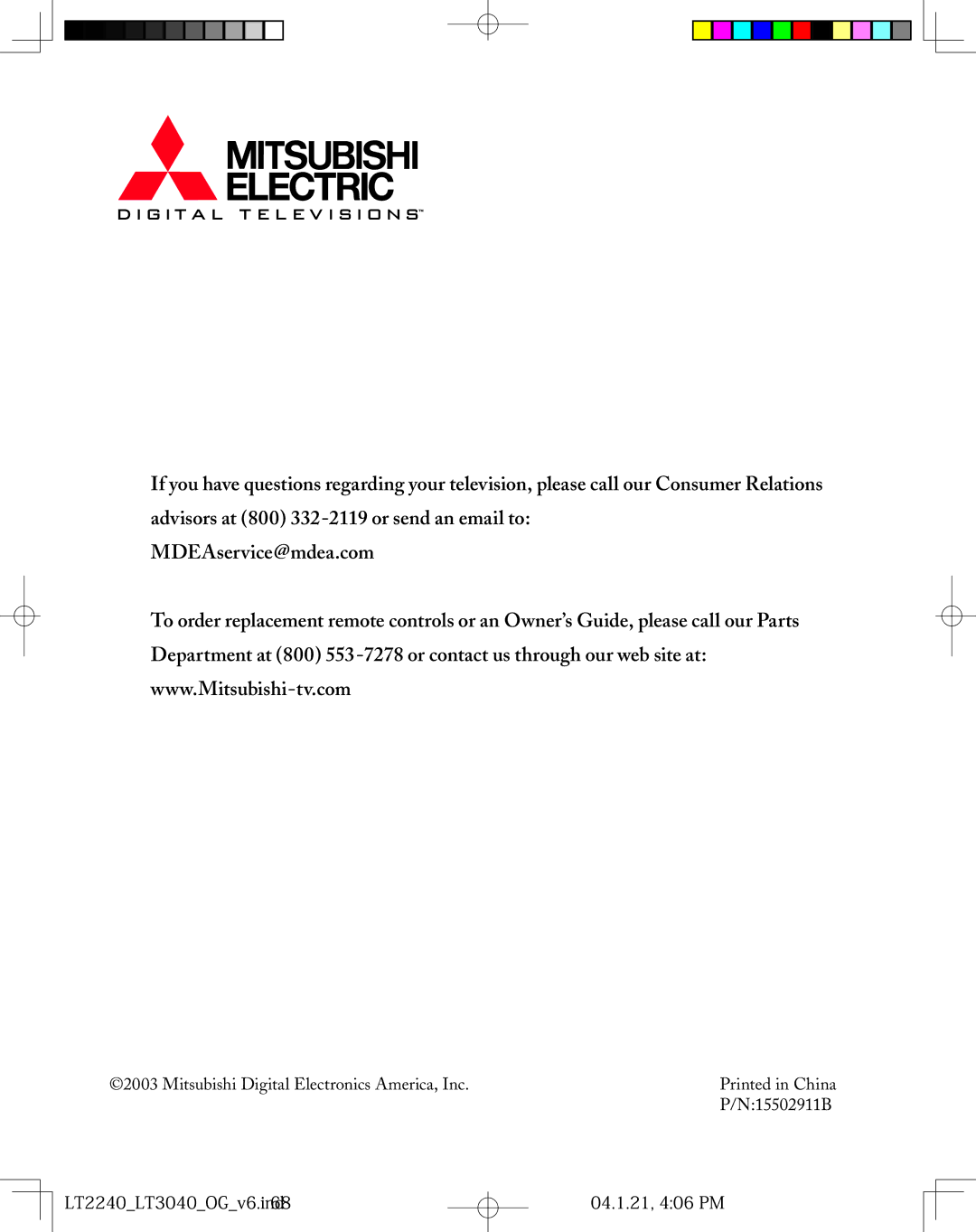 Mitsubishi Electronics LT-3040, LT-2240 manual 