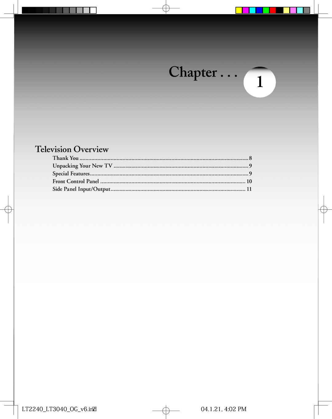 Mitsubishi Electronics LT-2240, LT-3040 manual Television Overview, LT2240LT3040OGv6.ind7 04.1.21, 402 PM 