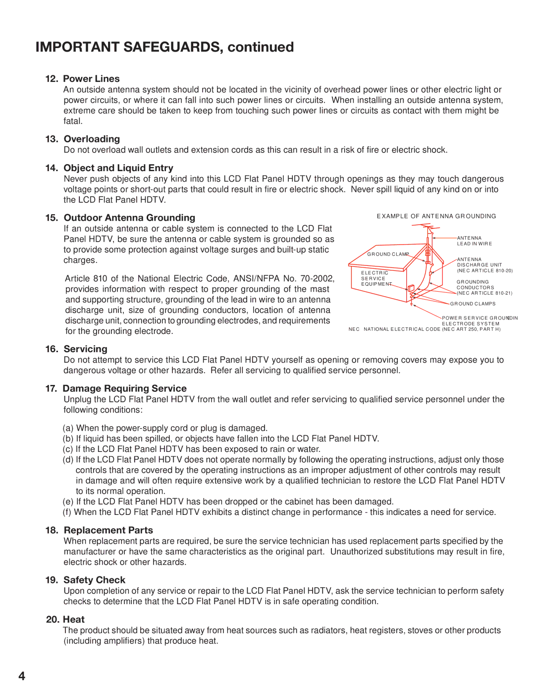 Mitsubishi Electronics LT-3280, LT-3780 manual Important Safeguards 