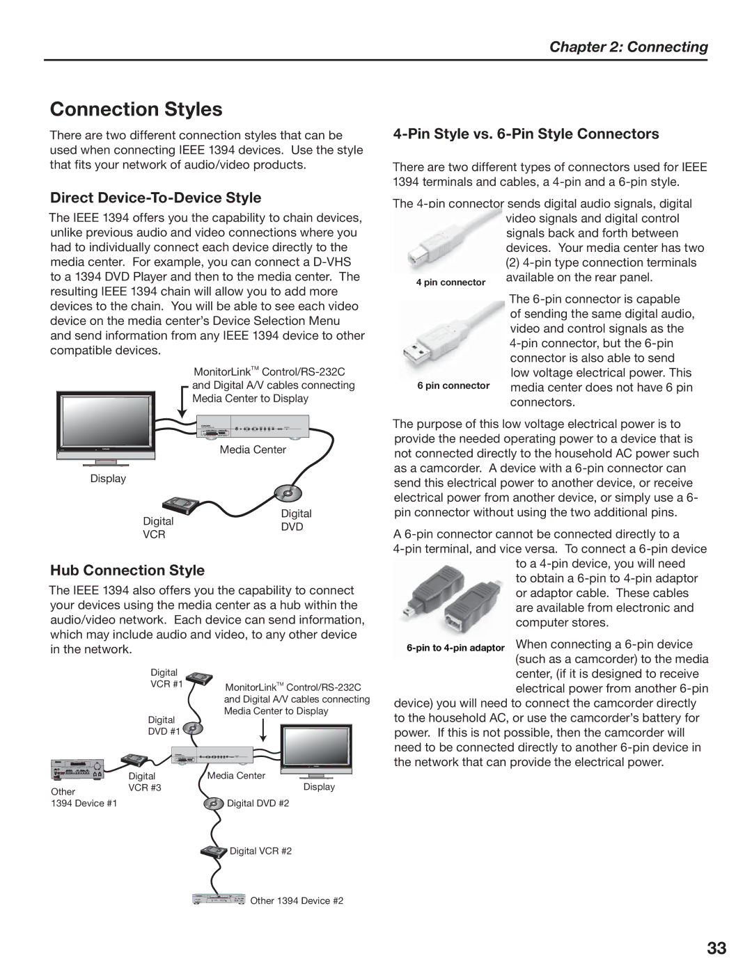 Mitsubishi Electronics LT-3780 manual Connection Styles, Direct Device-To-Device Style, Pin Style vs -Pin Style Connectors 