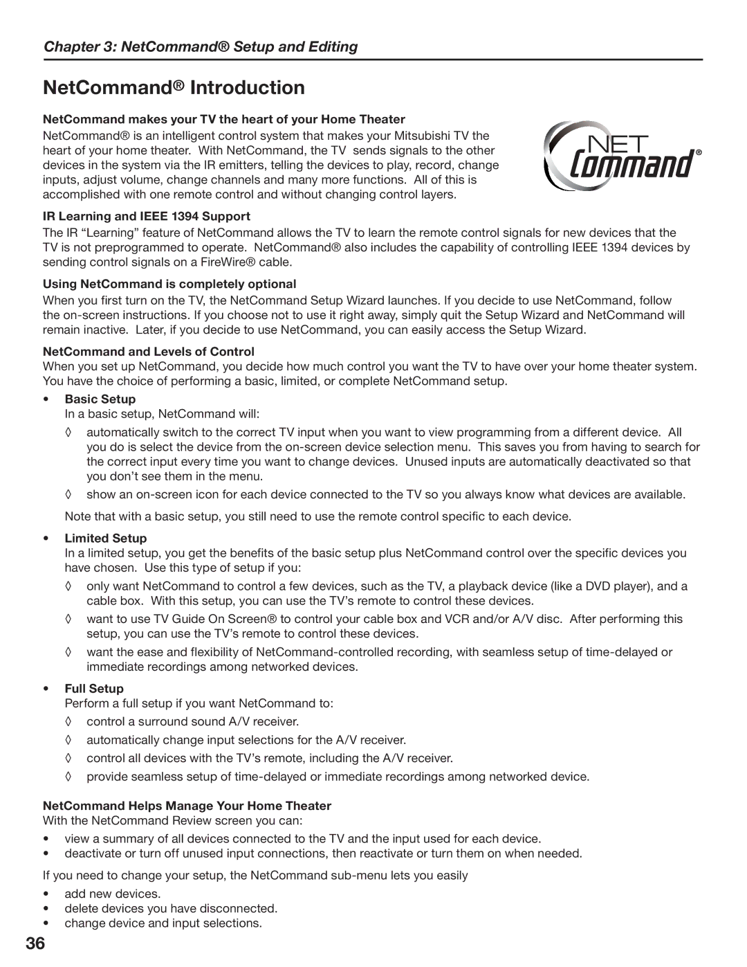 Mitsubishi Electronics LT-3280, LT-3780 manual NetCommand Introduction 