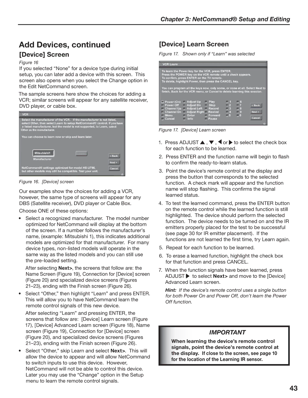 Mitsubishi Electronics LT-3780, LT-3280 manual Add Devices, Device Learn Screen, Device Screen 