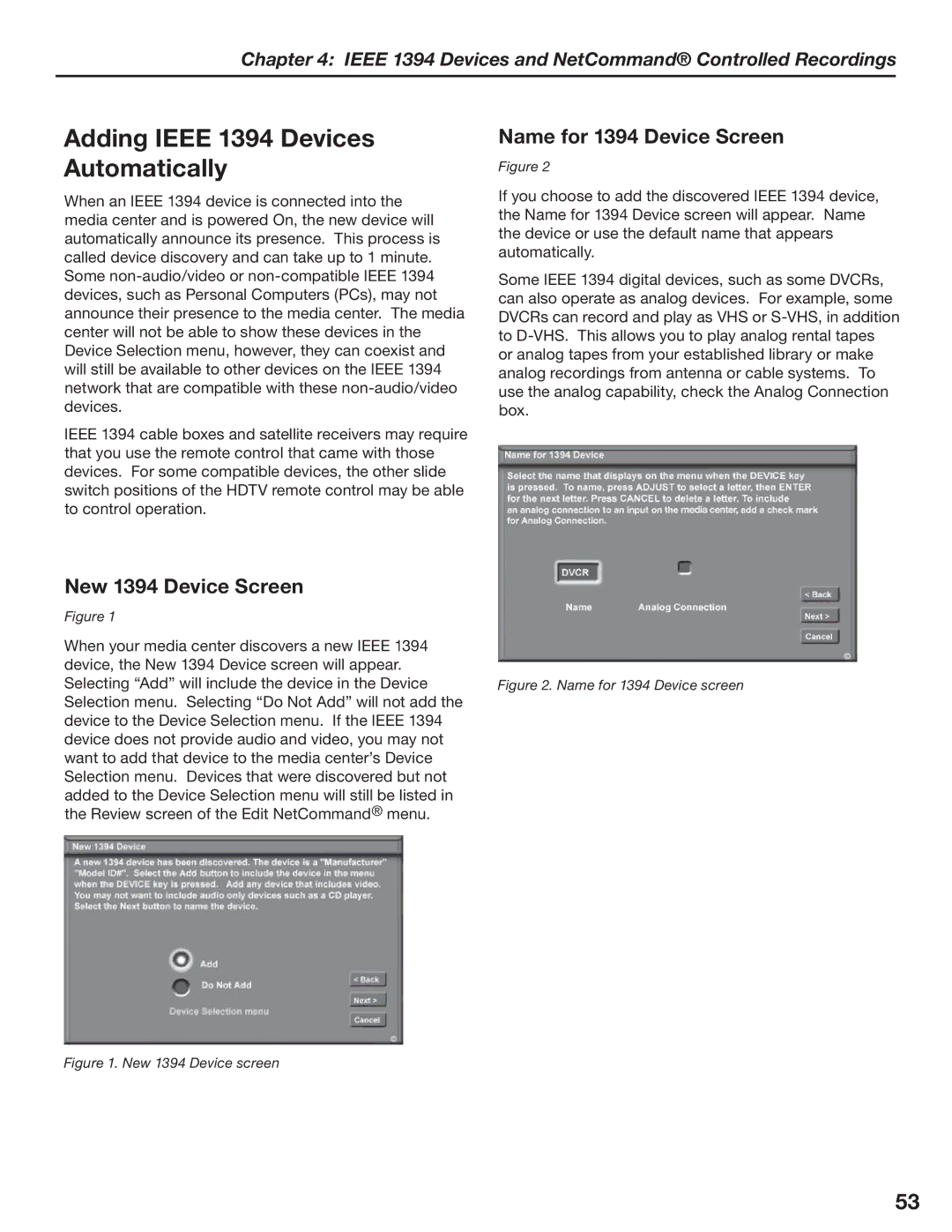 Mitsubishi Electronics LT-3780 Adding Ieee 1394 Devices Automatically, Name for 1394 Device Screen, New 1394 Device Screen 