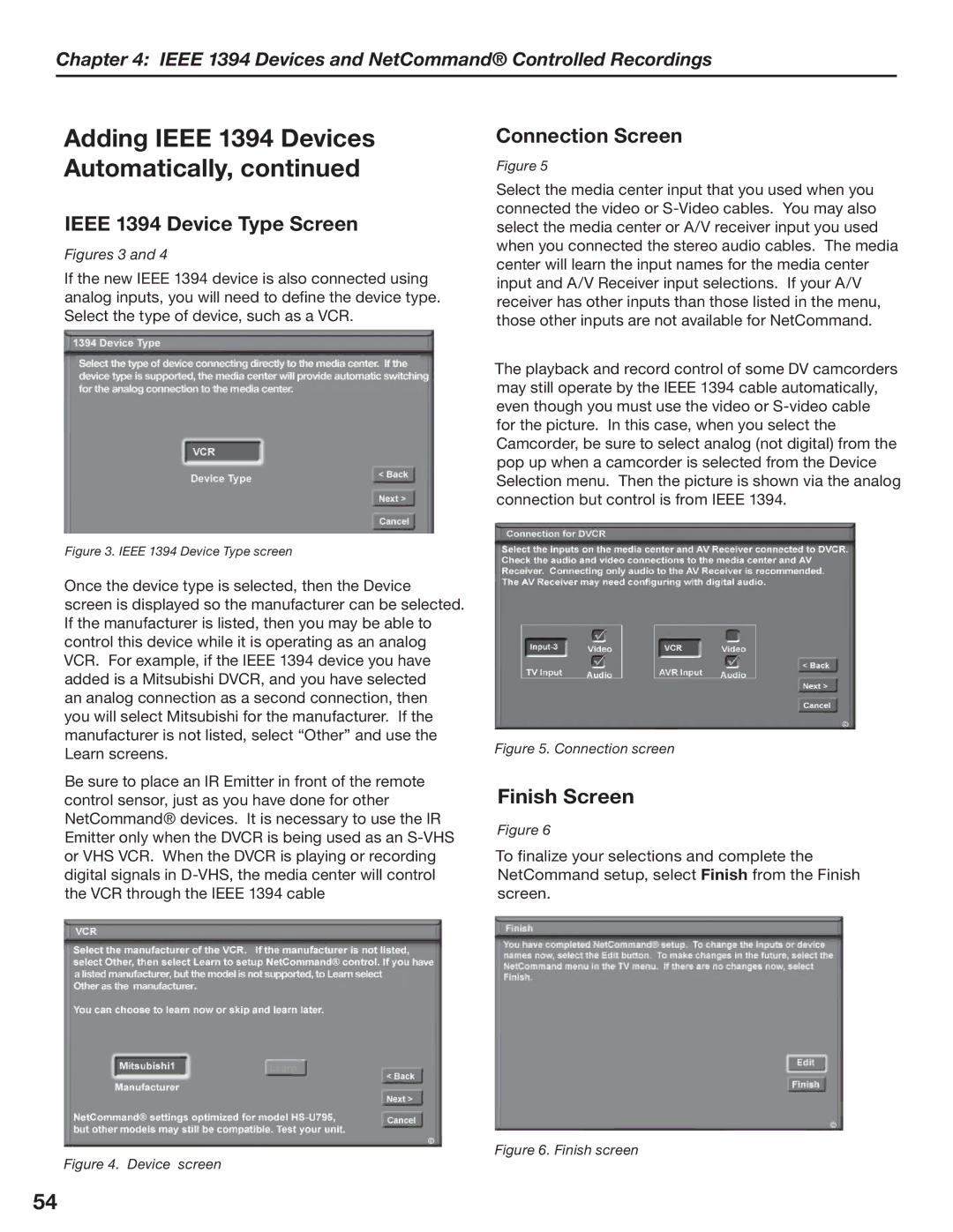 Mitsubishi Electronics LT-3280, LT-3780 manual Ieee 1394 Device Type Screen, Connection Screen 