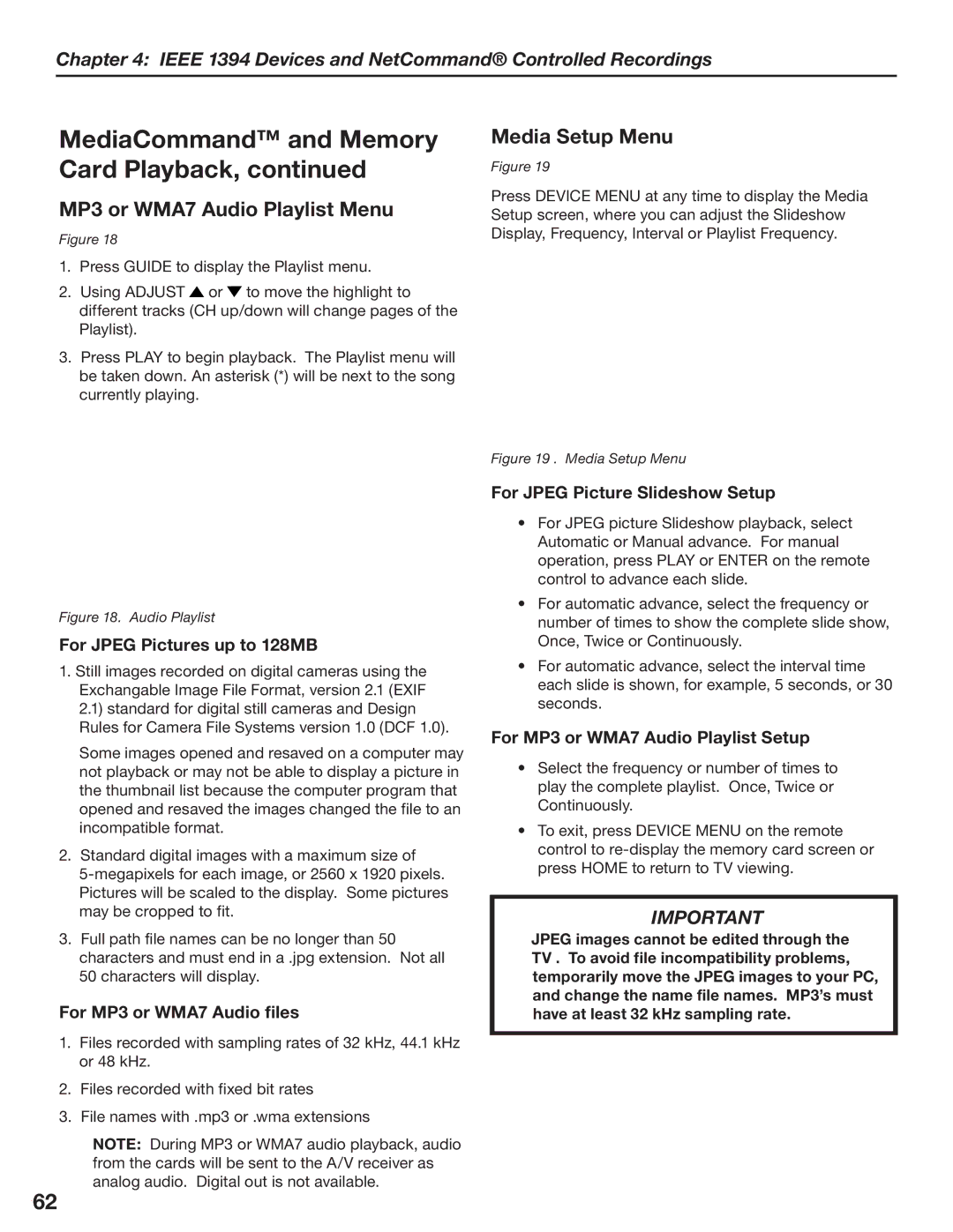 Mitsubishi Electronics LT-3280, LT-3780 manual MP3 or WMA7 Audio Playlist Menu, Media Setup Menu 