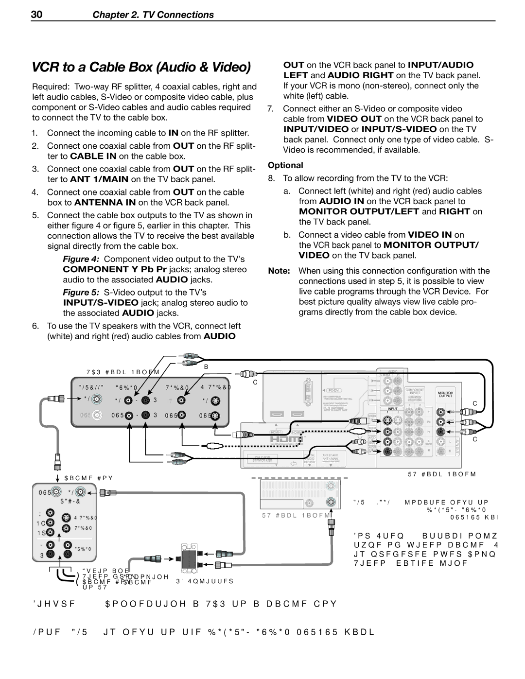 Mitsubishi Electronics LT-37131 manual VCR to a Cable Box Audio & Video, Connecting a VCR to a cable box 