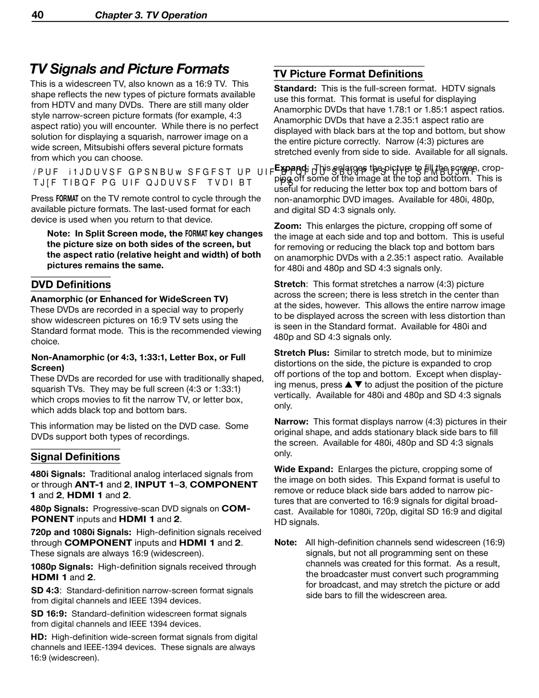 Mitsubishi Electronics LT-37131 manual TV Signals and Picture Formats, DVD Definitions, Signal Definitions 