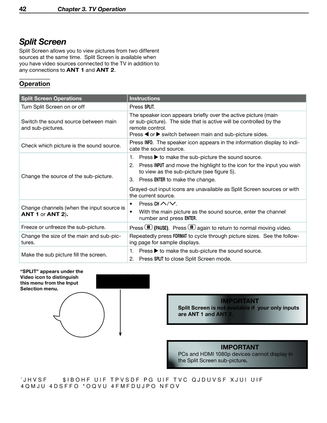 Mitsubishi Electronics LT-37131 manual Split Screen Operations Instructions 