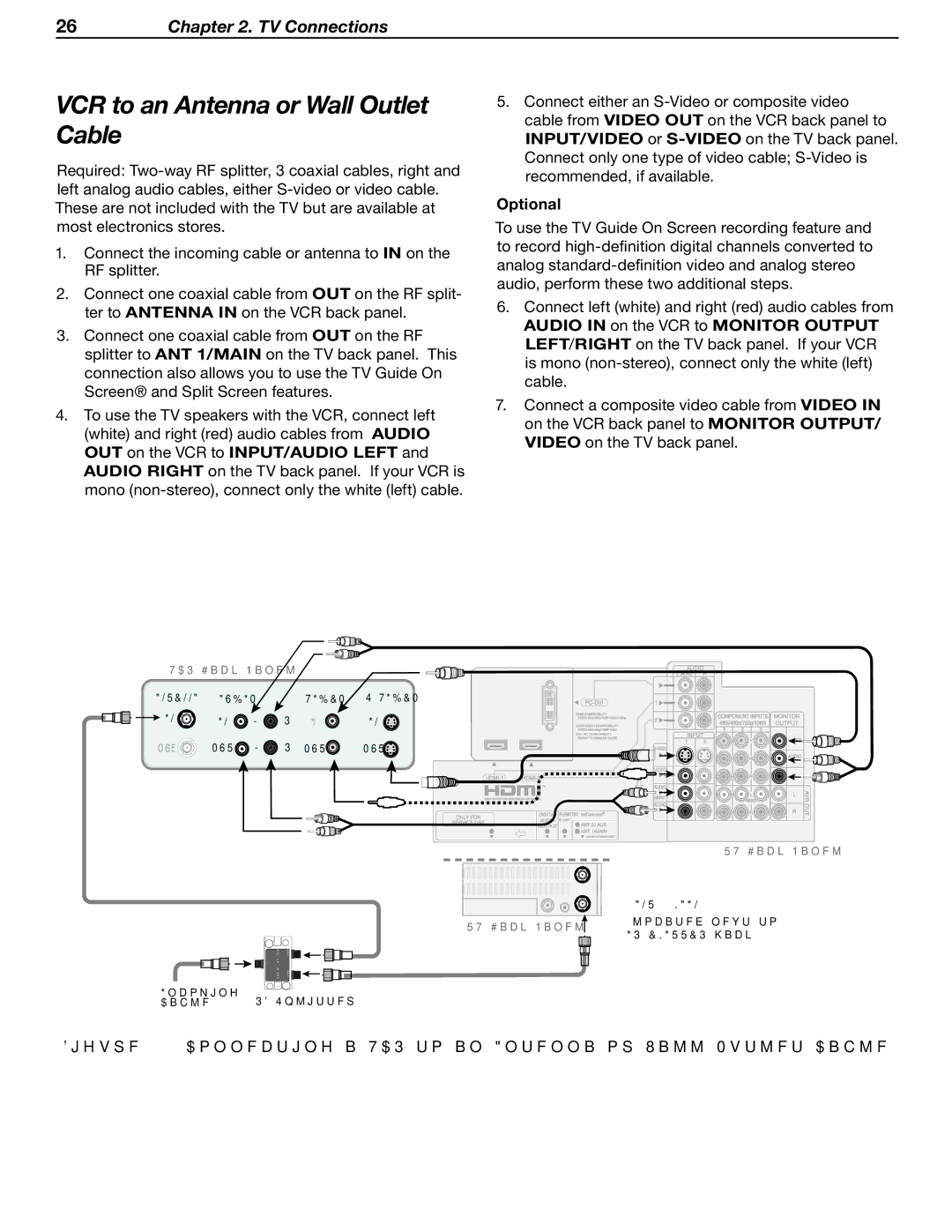 Mitsubishi Electronics LT-37132, LT-46231 manual VCR to an Antenna or Wall Outlet Cable, Optional 