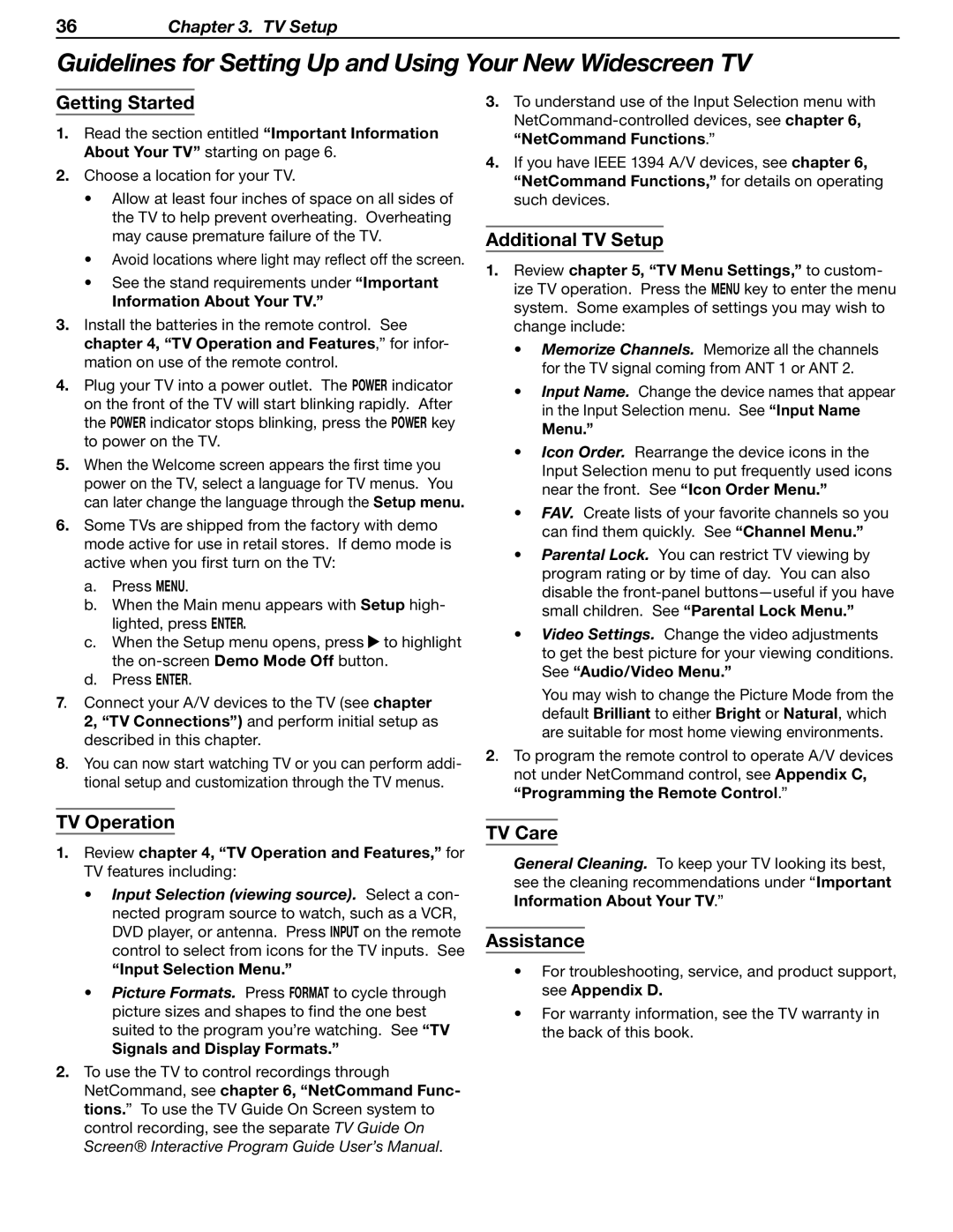 Mitsubishi Electronics LT-37132, LT-46231 manual Guidelines for Setting Up and Using Your New Widescreen TV 