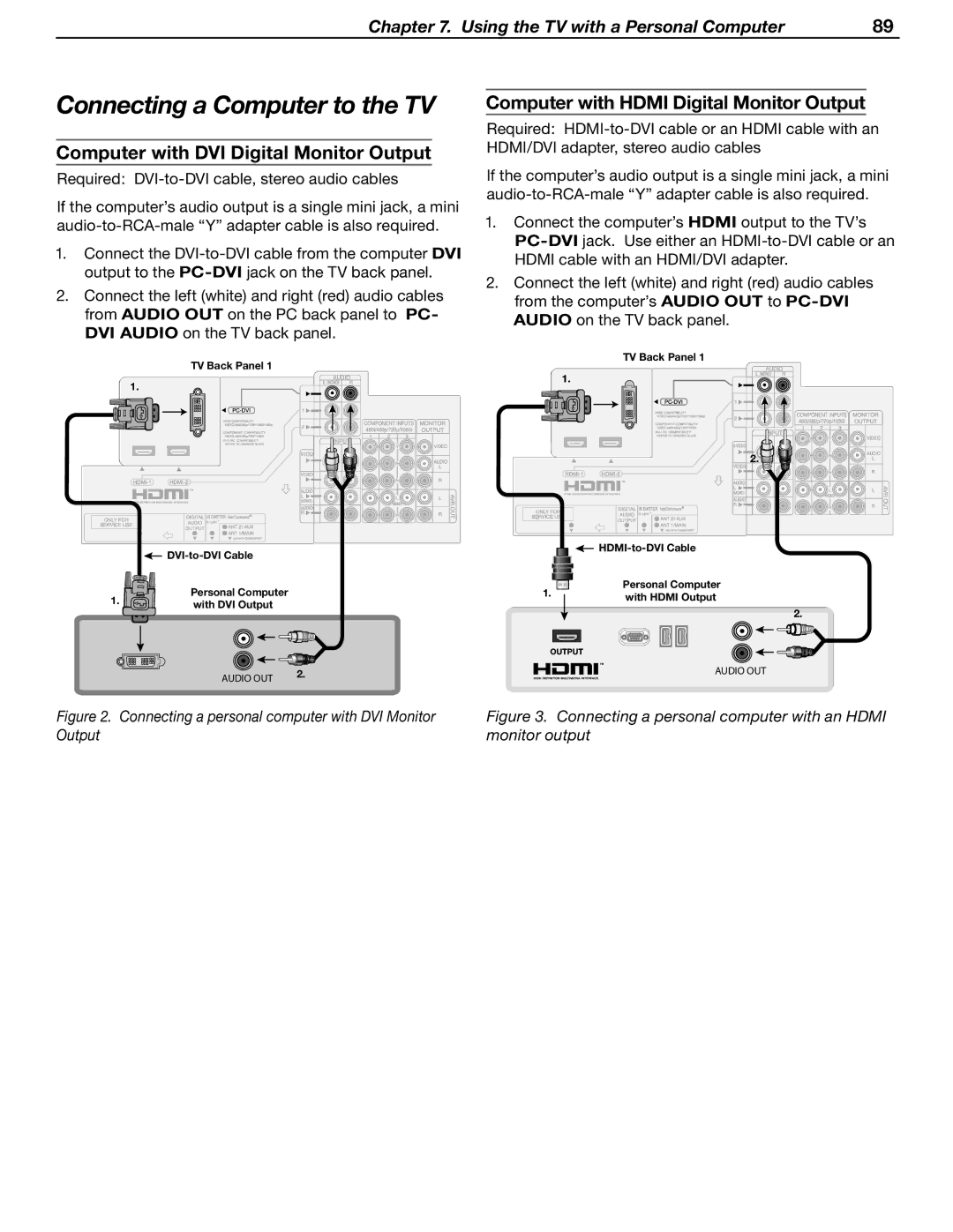 Mitsubishi Electronics LT-46231, LT-37132 manual Connecting a Computer to the TV, Computer with DVI Digital Monitor Output 