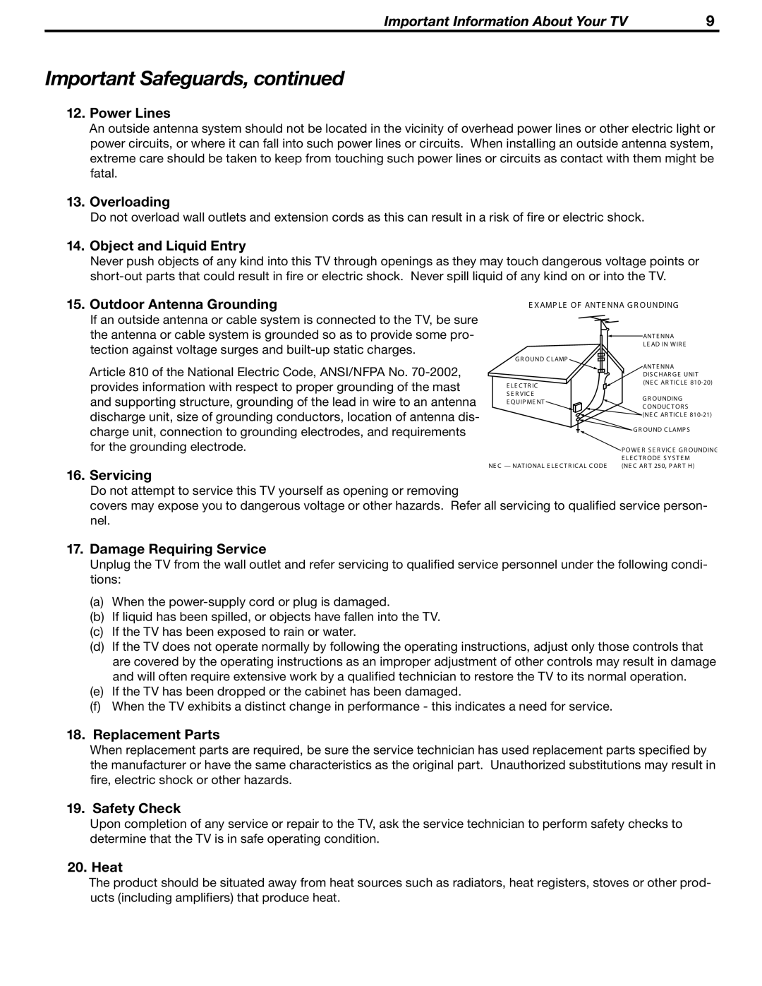 Mitsubishi Electronics LT-46231, LT-37132 manual Power Lines 