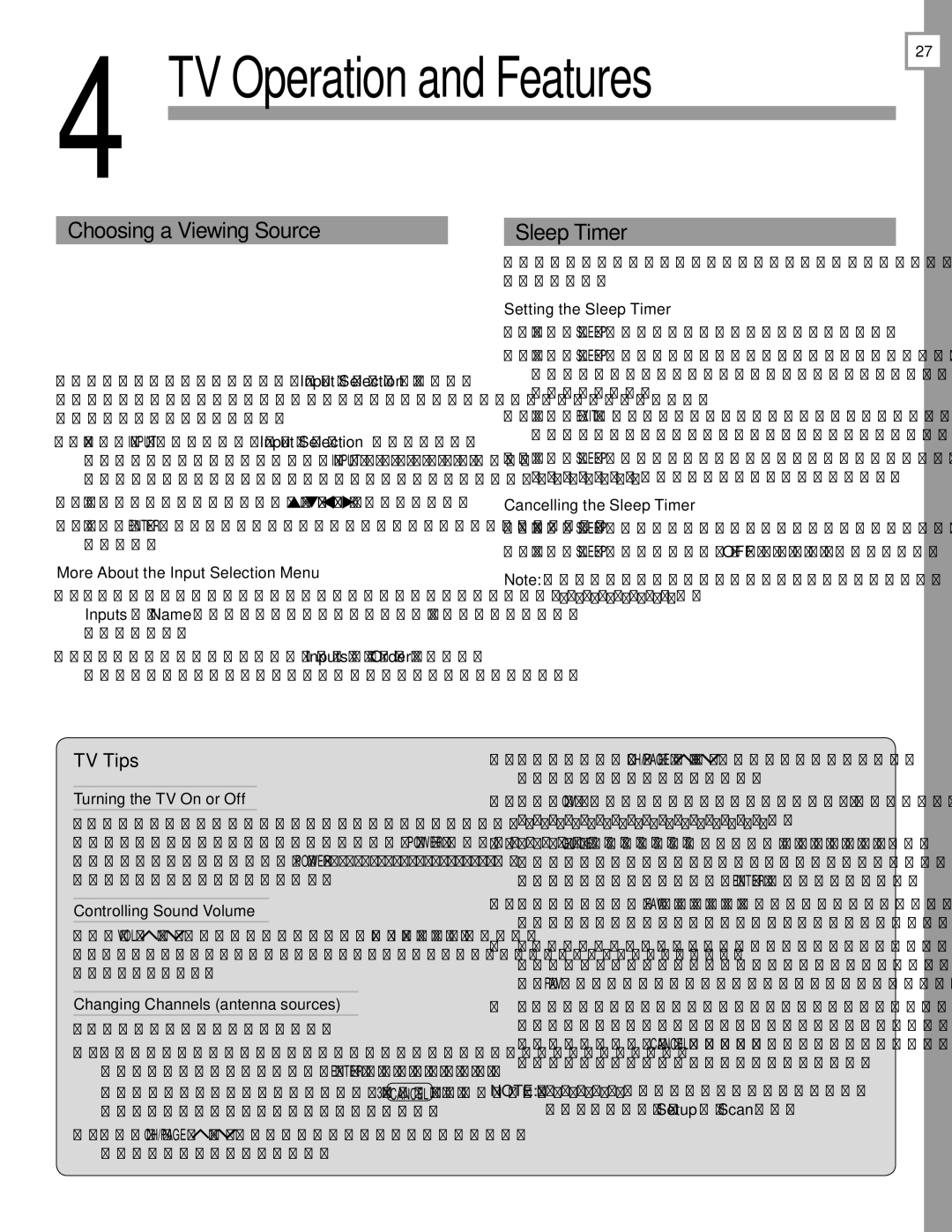 Mitsubishi Electronics LT-40133 manual Choosing a Viewing Source, Sleep Timer, TV Tips 