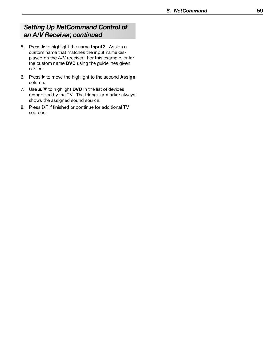 Mitsubishi Electronics LT-40133 manual Setting Up NetCommand Control of an A/V Receiver 