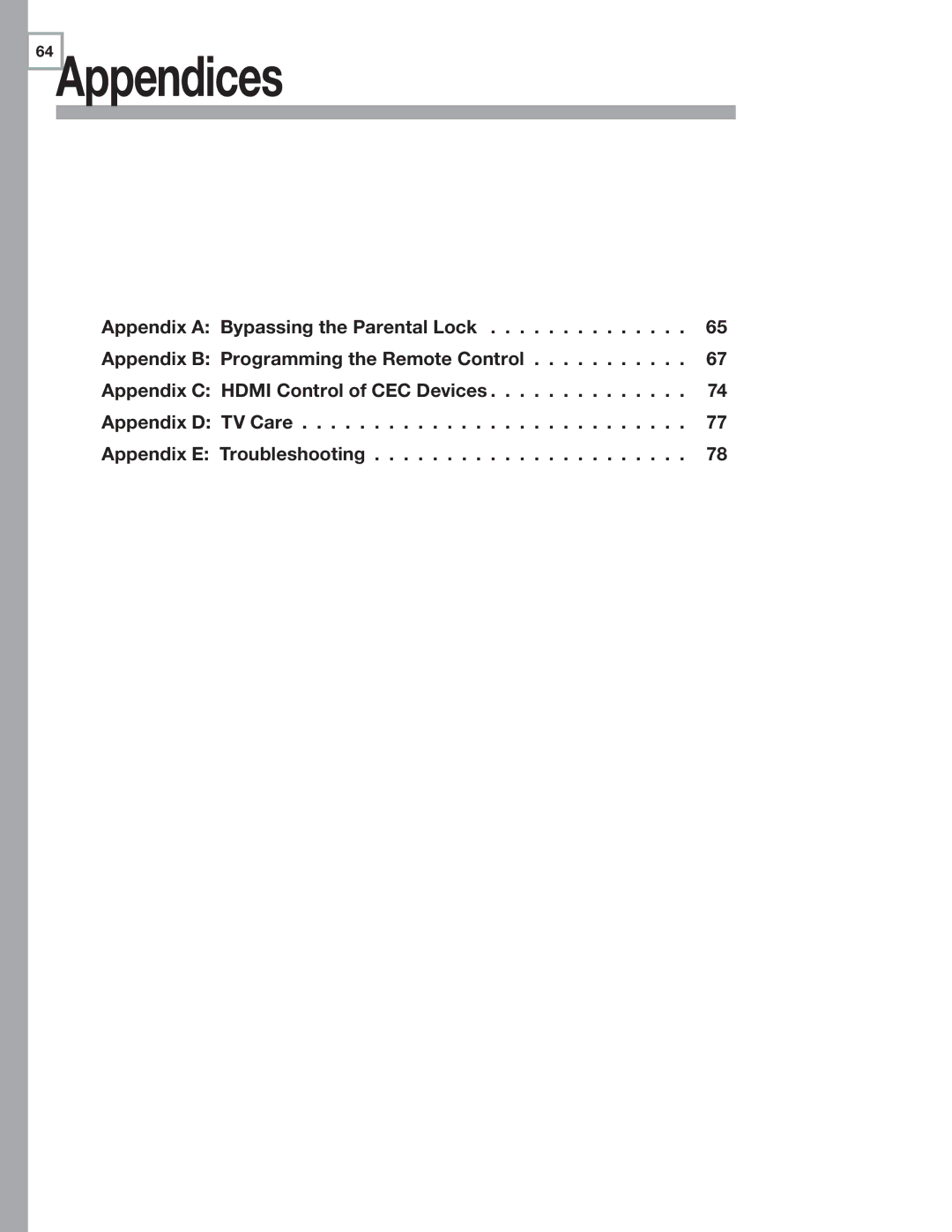 Mitsubishi Electronics LT-52153, LT-40153, LT-46151, LT-46153, LT-40151, LT-52151 manual Appendices 