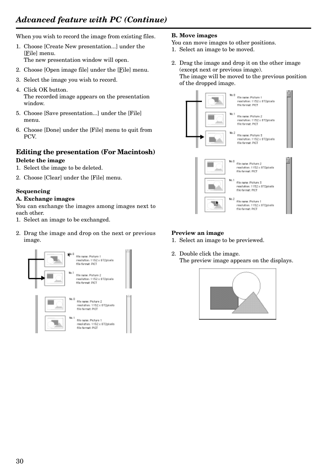 Mitsubishi Electronics LVP-S120A user manual Editing the presentation For Macintosh 