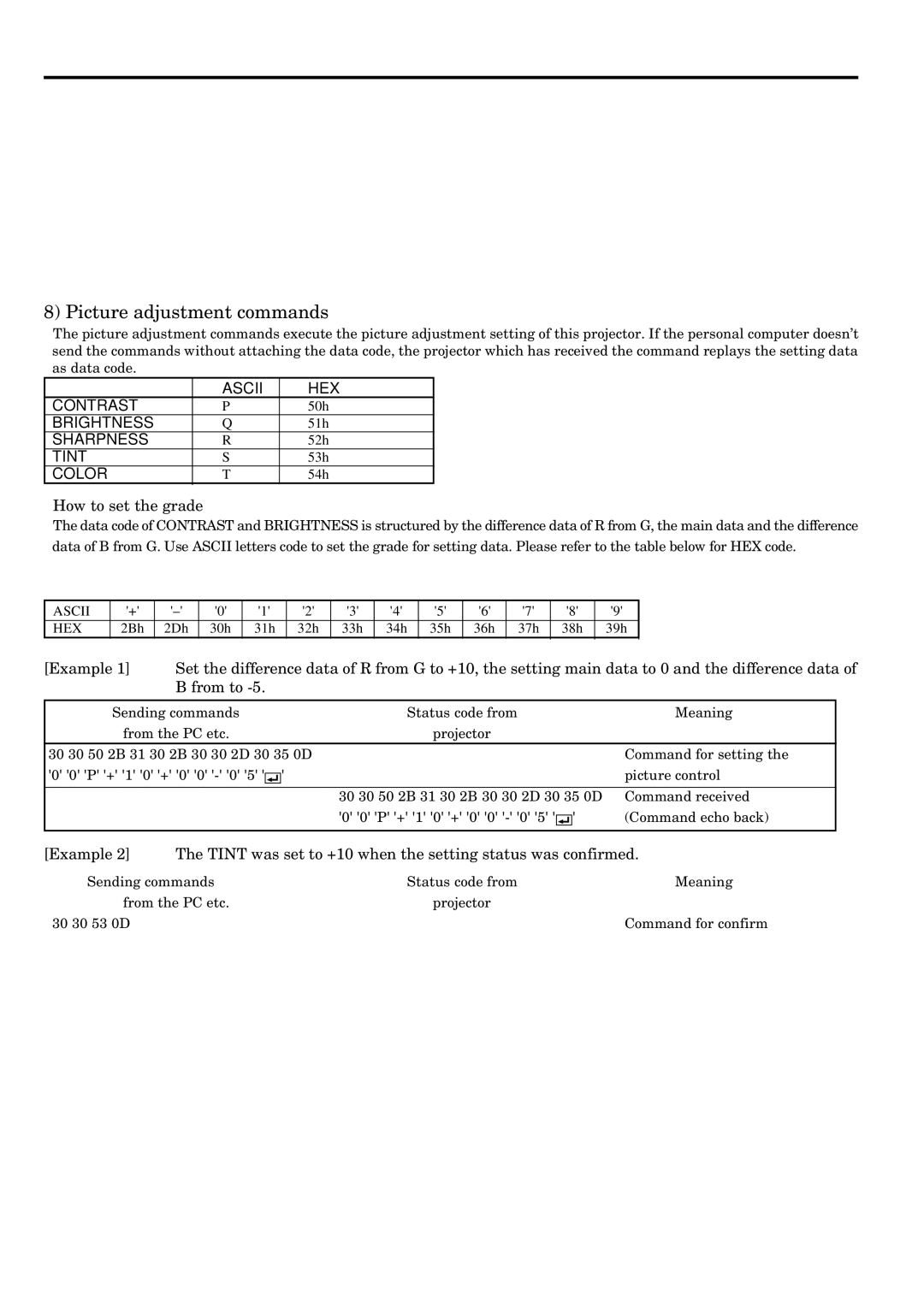 Mitsubishi Electronics LVP-S120A user manual Picture adjustment commands, Color 