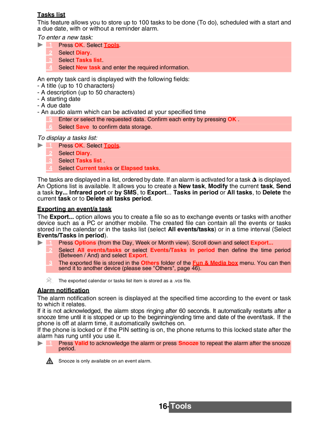 Mitsubishi Electronics M342i Select Tasks list Select Current tasks or Elapsed tasks, Exporting an event/a task 