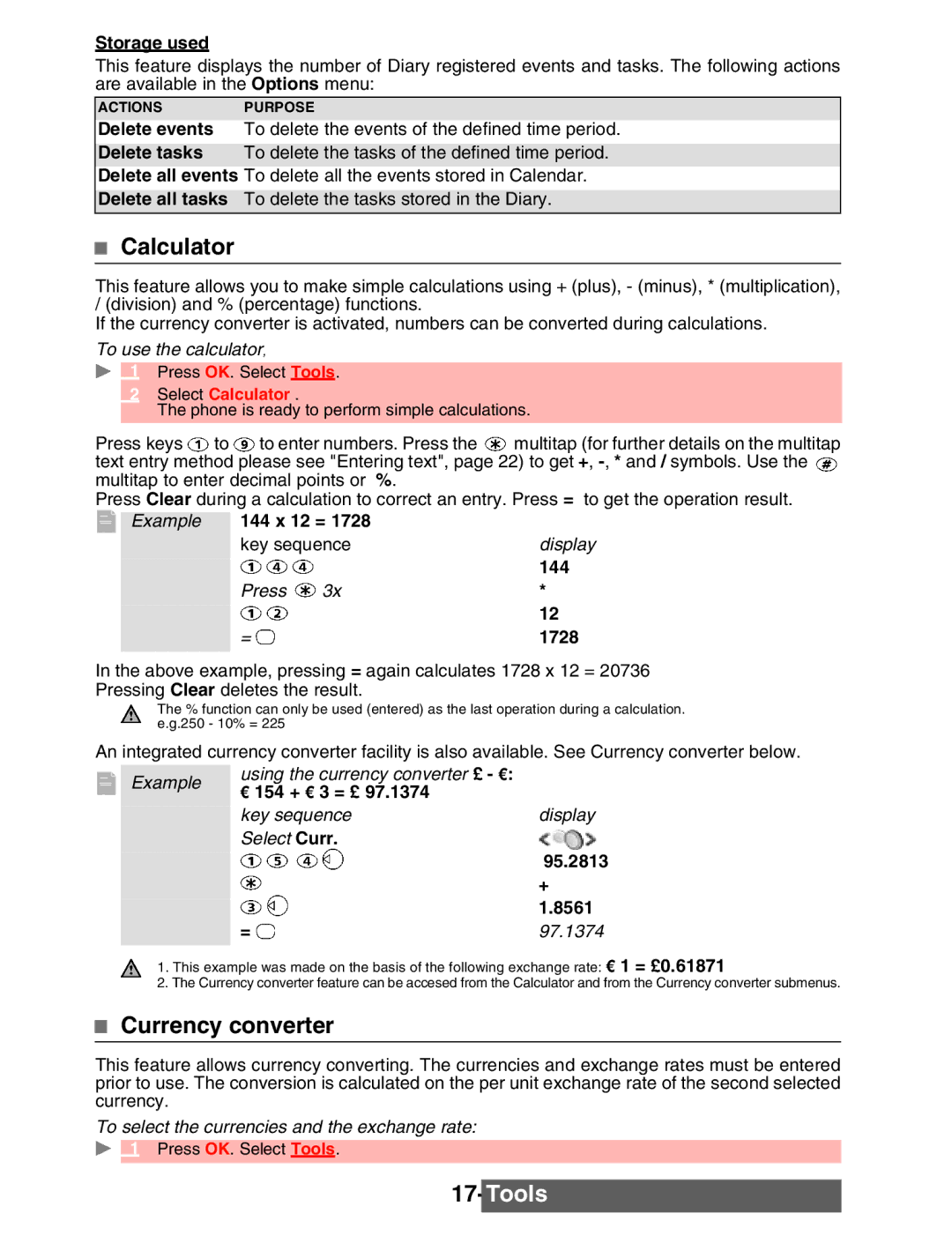 Mitsubishi Electronics M342i manual Currency converter, Select Calculator 