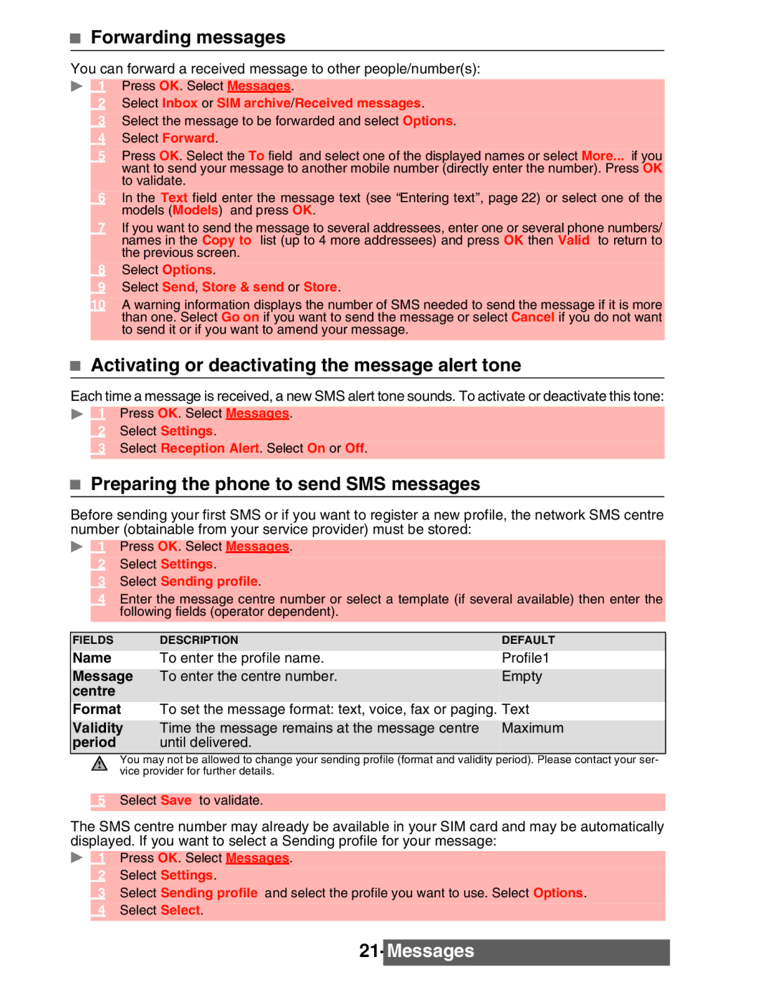 Mitsubishi Electronics M342i manual Forwarding messages, Activating or deactivating the message alert tone 