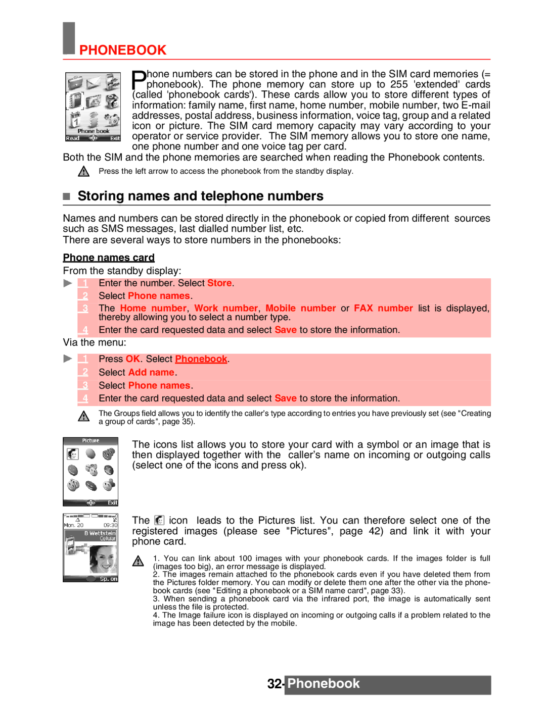 Mitsubishi Electronics M342i manual Phonebook, Storing names and telephone numbers, Phone names card, Select Phone names 