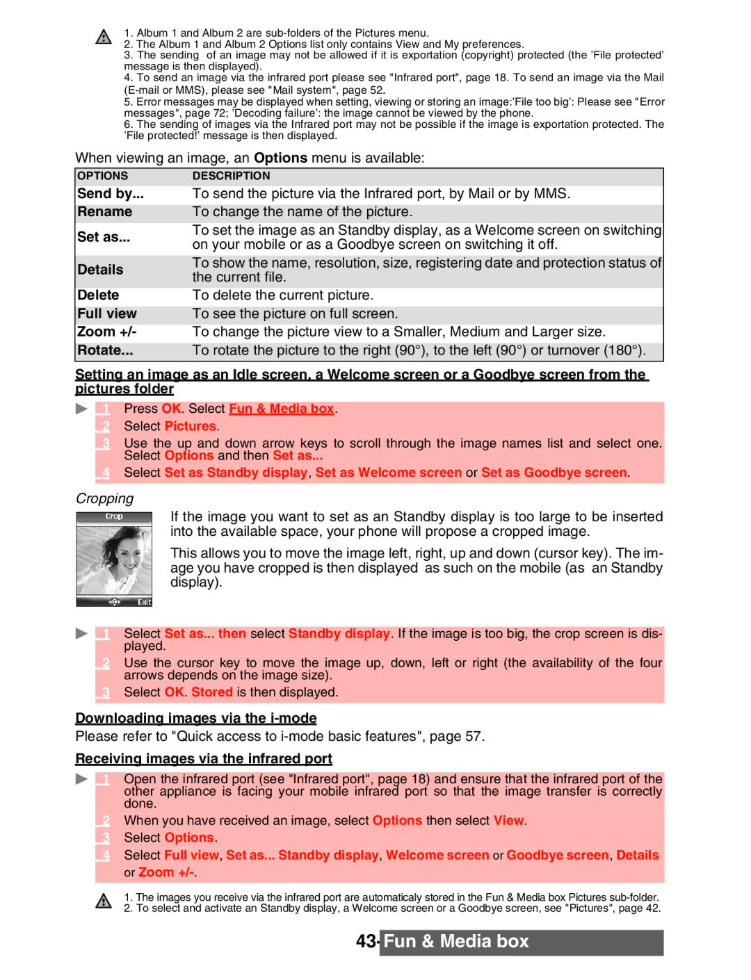 Mitsubishi Electronics M342i manual Send by Rename Set as Details, Cropping, Downloading images via the i-mode 