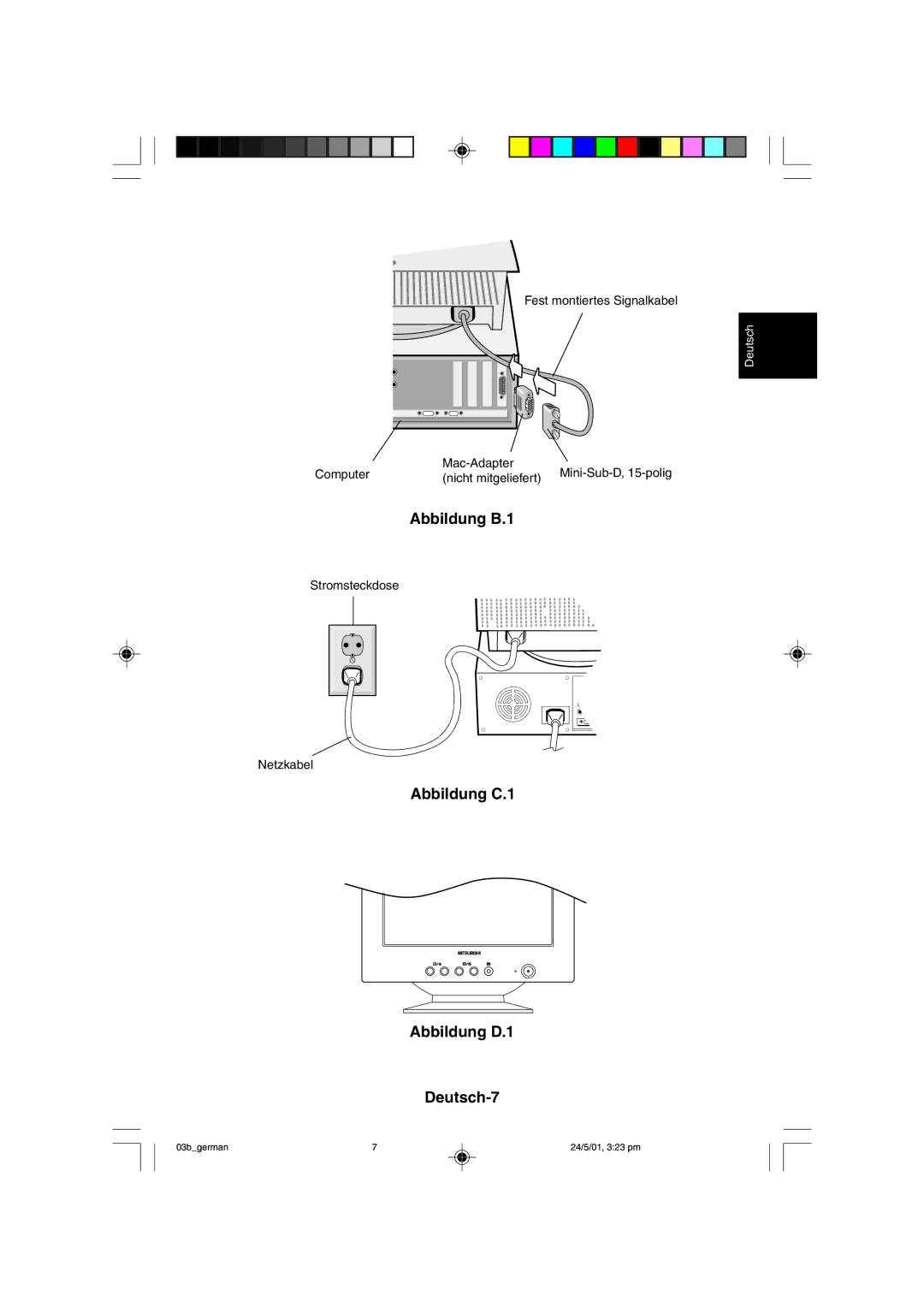 Mitsubishi Electronics M557 user manual Abbildung B.1, Abbildung C.1 Abbildung D.1 Deutsch-7 