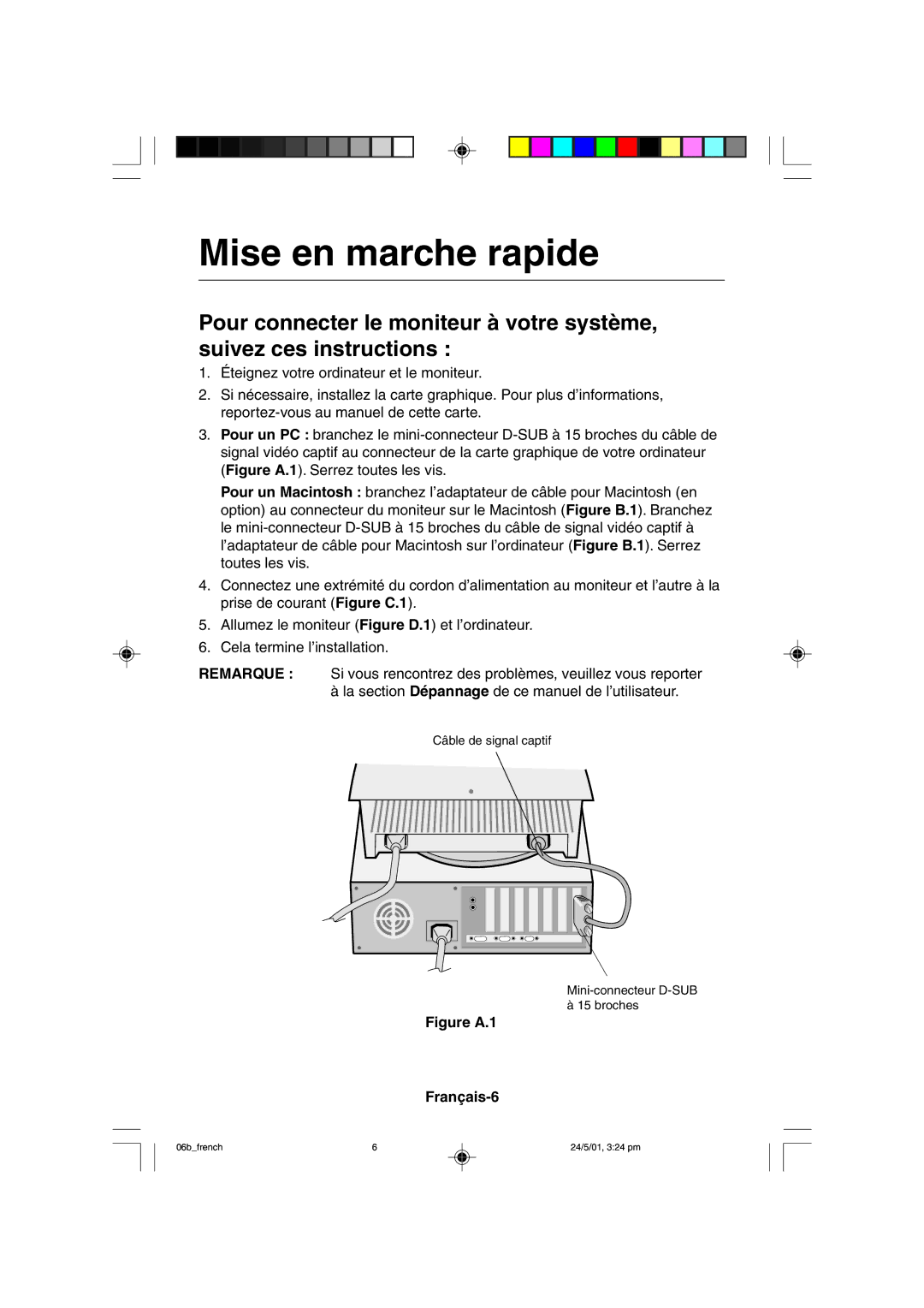 Mitsubishi Electronics M557 user manual Mise en marche rapide, Figure A.1 Français-6 